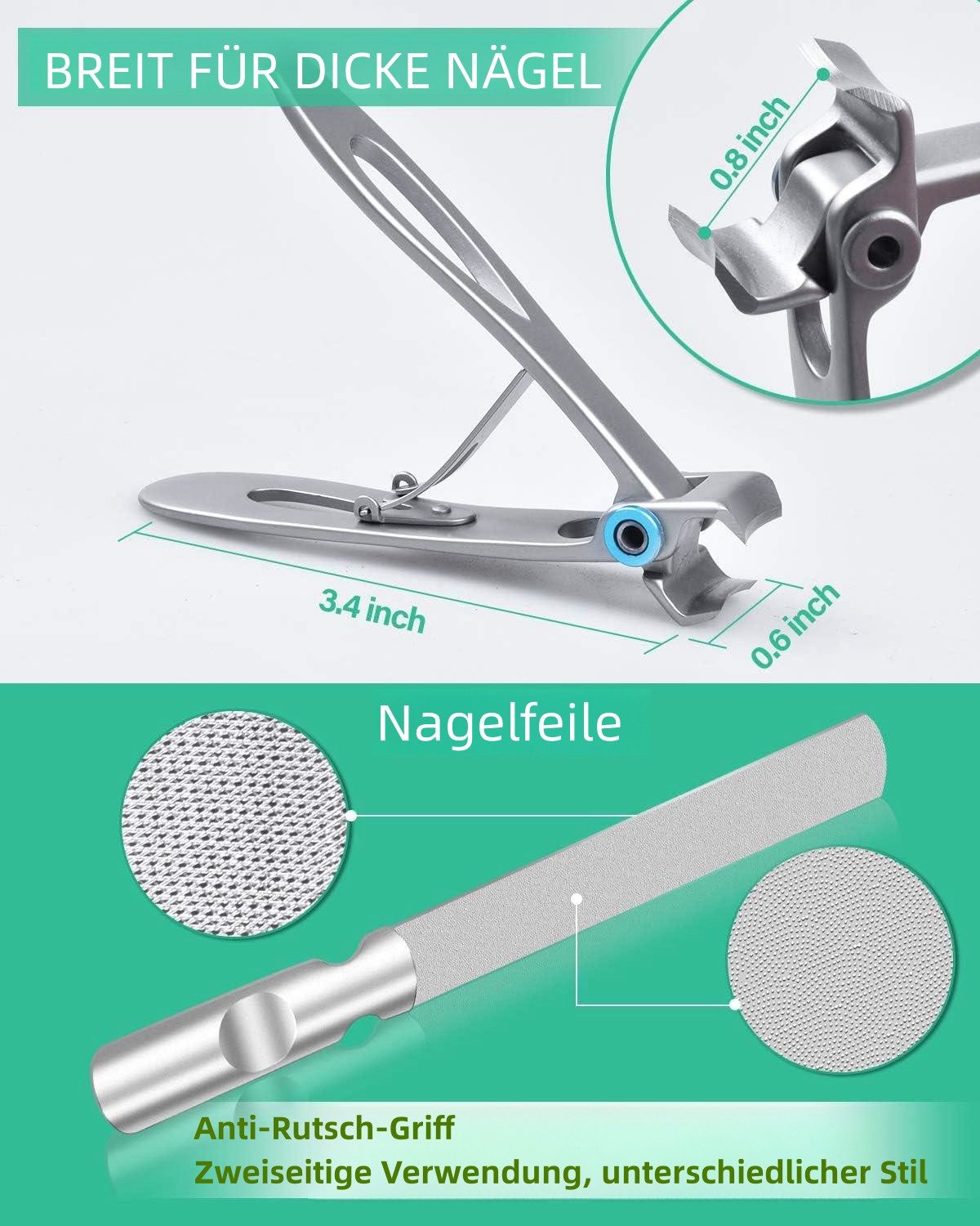 PFCTART Maniküre-Pediküre-Set 7-teiliges Nagelknipser und Maniküre Werkzeug Set, Edelstahl superscharfe gebogene Klingen kosmetische Nagelwerkzeuge, Für dicke und eingewachsene Nägel Podologie
