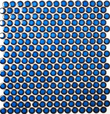Mosani Mosaikfliesen Knopf Keramikmosaik Mosaikfliesen kobaltblau glänzend / 10 Matten