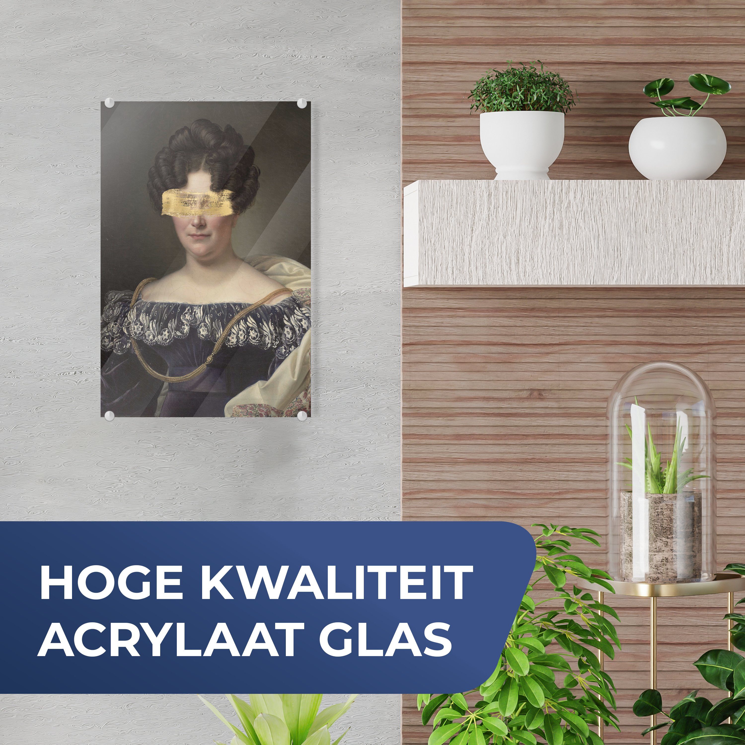 - - Bilder Johanna Glasbilder Henriette - Engelen MuchoWow Gold, auf - - bunt Foto Glas Wanddekoration Wandbild Glas Drahonet Acrylglasbild (1 auf St), Dubois