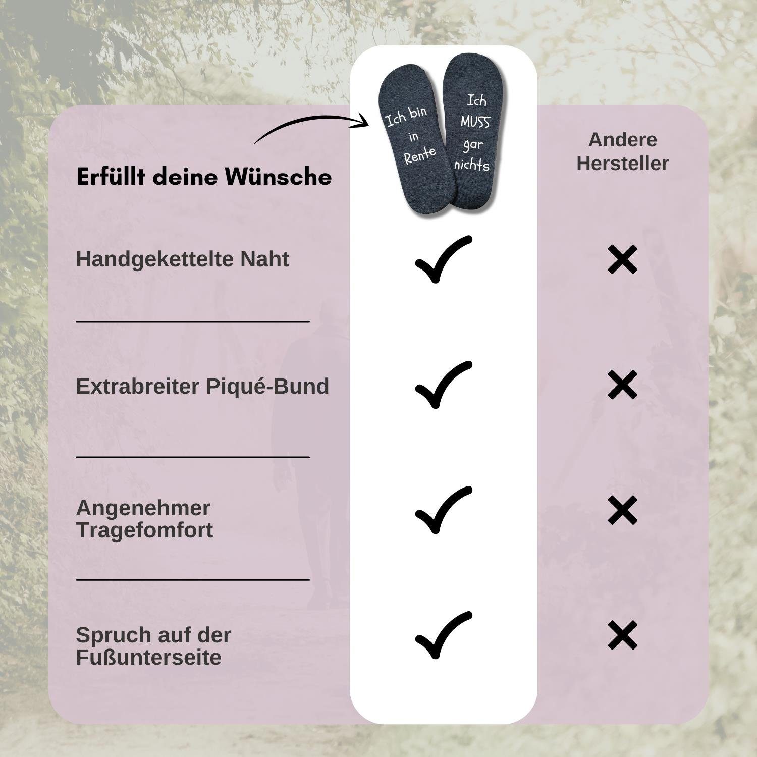 1-Paar) Basicsocken mit lustigem Rentenspruch anthrazitmelange (Paar, Spruchsocken bentini