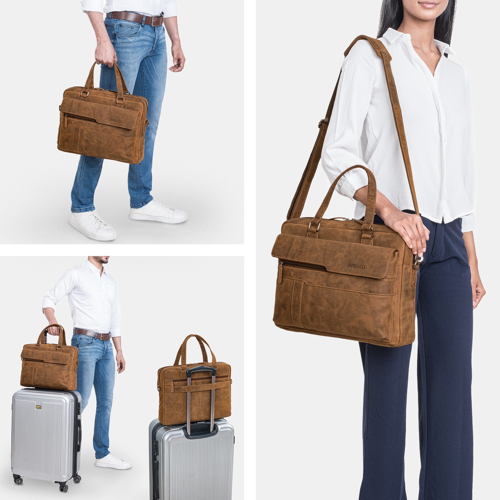 STILORD Laptoptasche "Matthew" Leder Aktentasche A4 Damen & Herren Laptop bis 16 Zoll – Bild 5 von 5