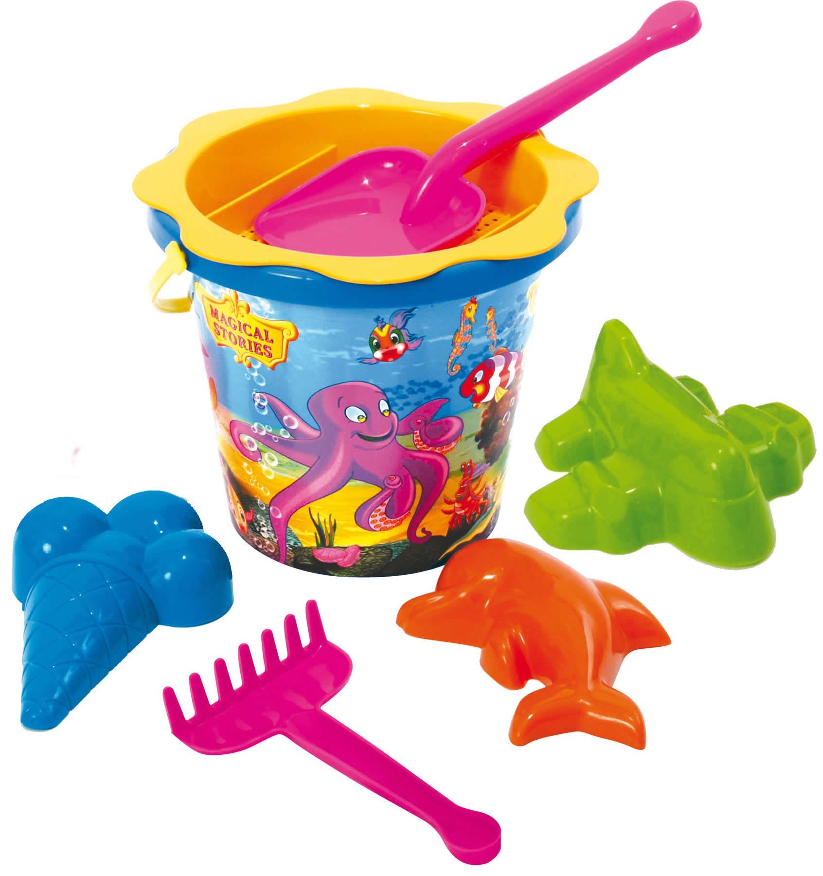 Sandform-Set Sandspielzeug Schaufel Rechen Eimer Förmchen 7-tlg