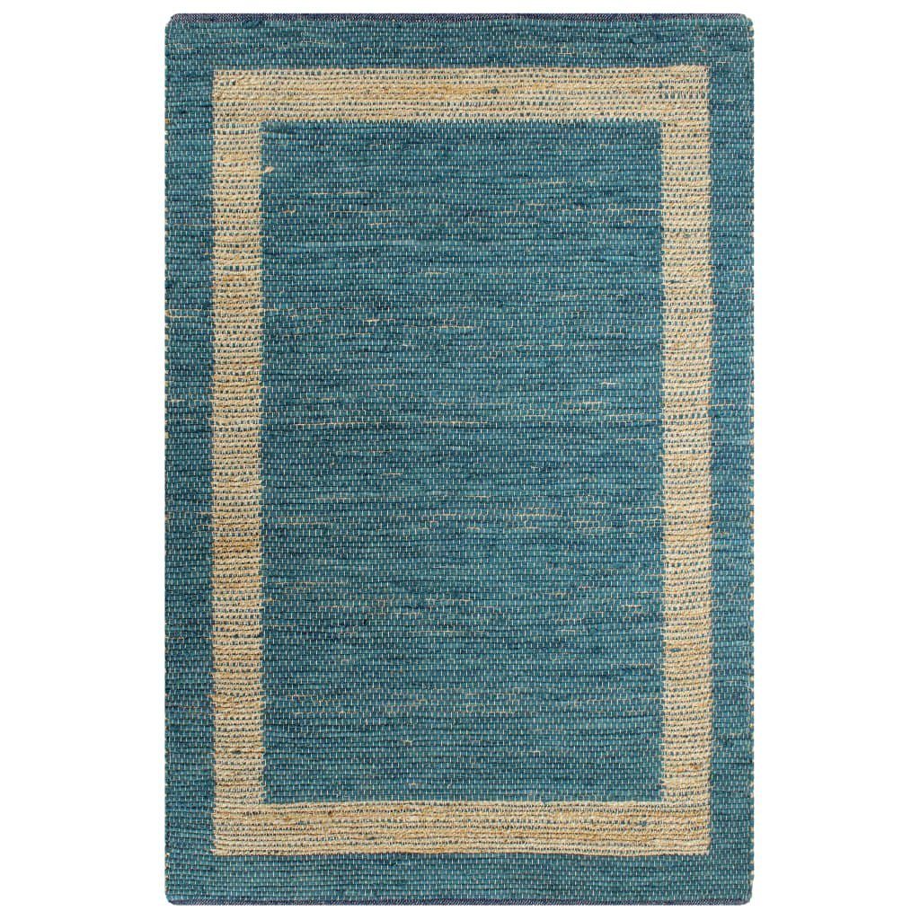 Teppich Teppich Handgefertigt Jute Blau 120x180 cm, vidaXL, Rechteckig