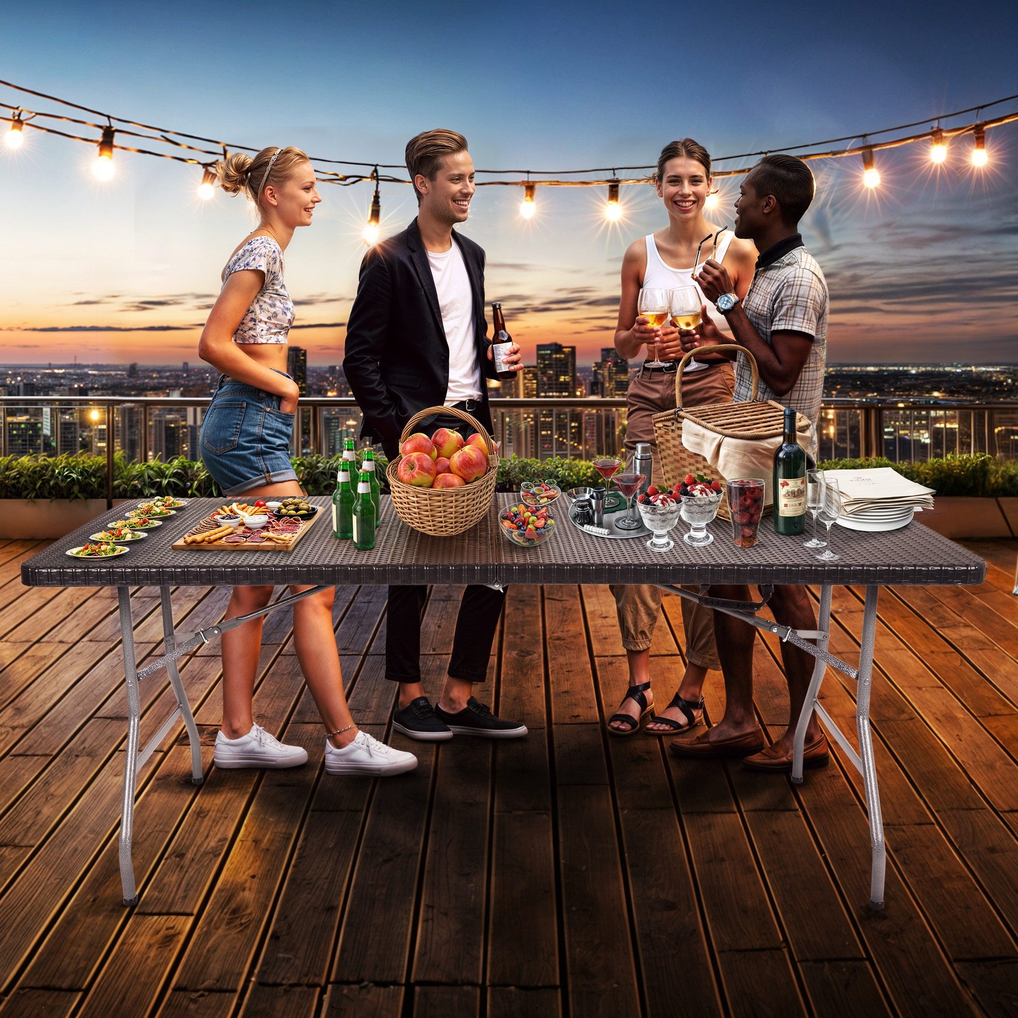 Arebos Klapptisch 182 cm, klappbar für Garten, Camping, Buffet, bis 150 kg, günstig online kaufen