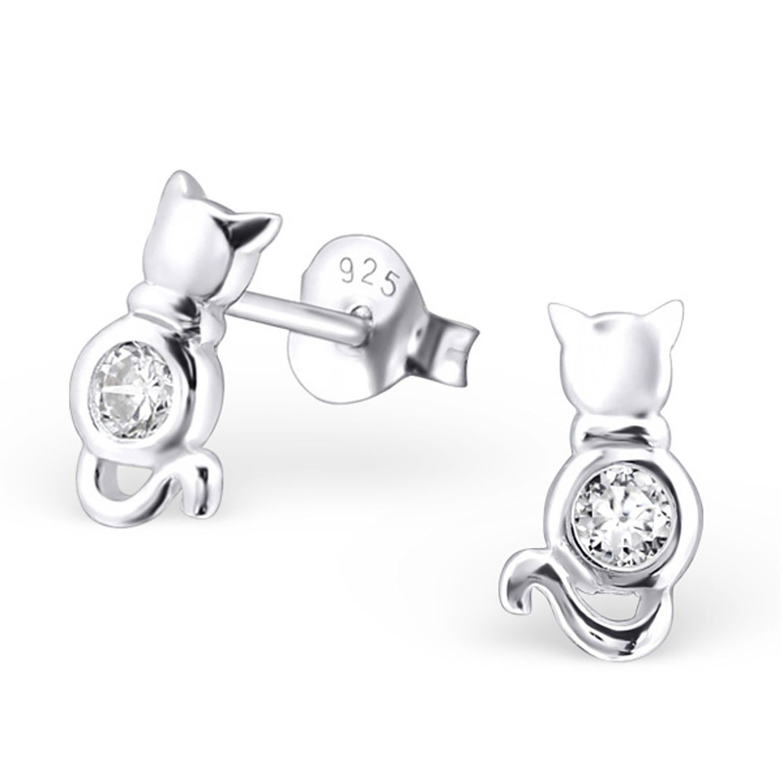 Monkimau Ohrring-Set Katzen Ohrringe aus 925 Silber, Hypoallergen