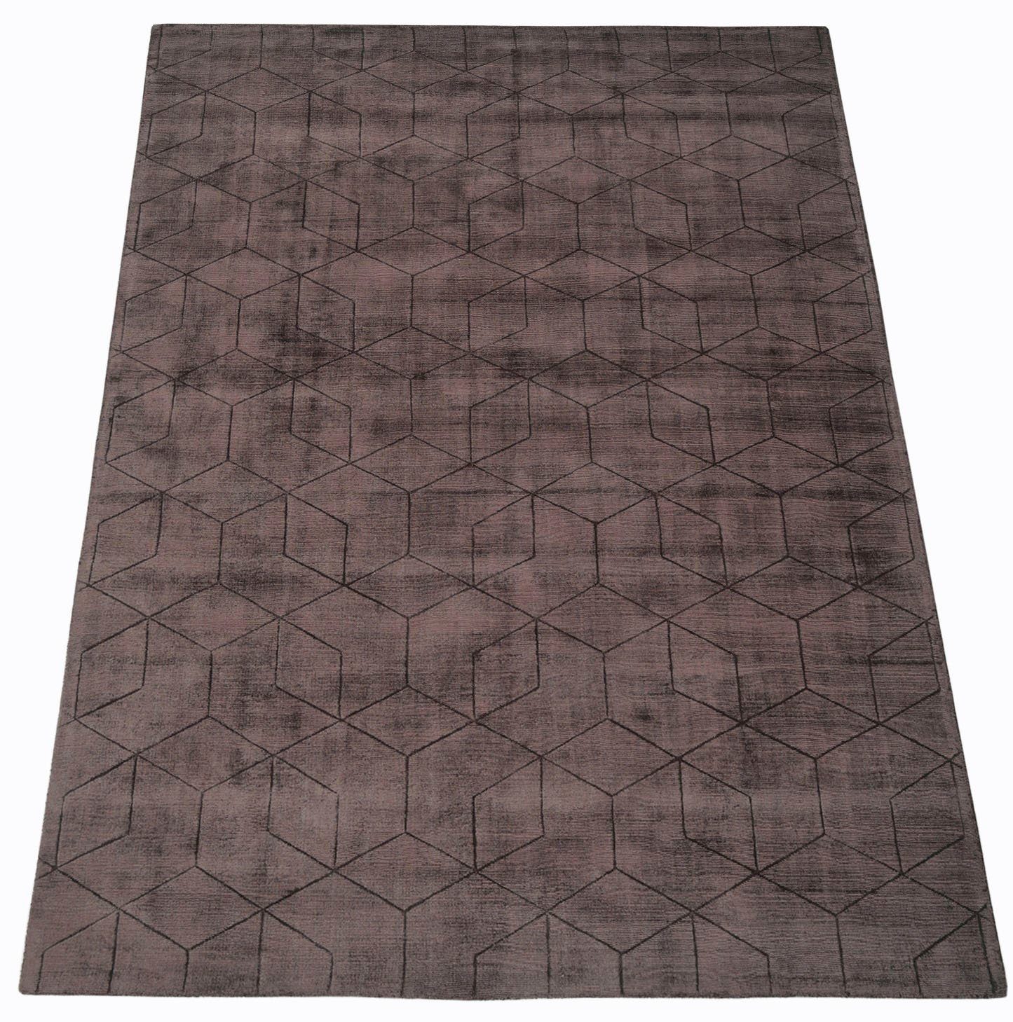Teppich Manju, Kurzflorteppich taupe mm, elegant rechteckig, my in home, Seiden-Optik 10 glänzender Höhe