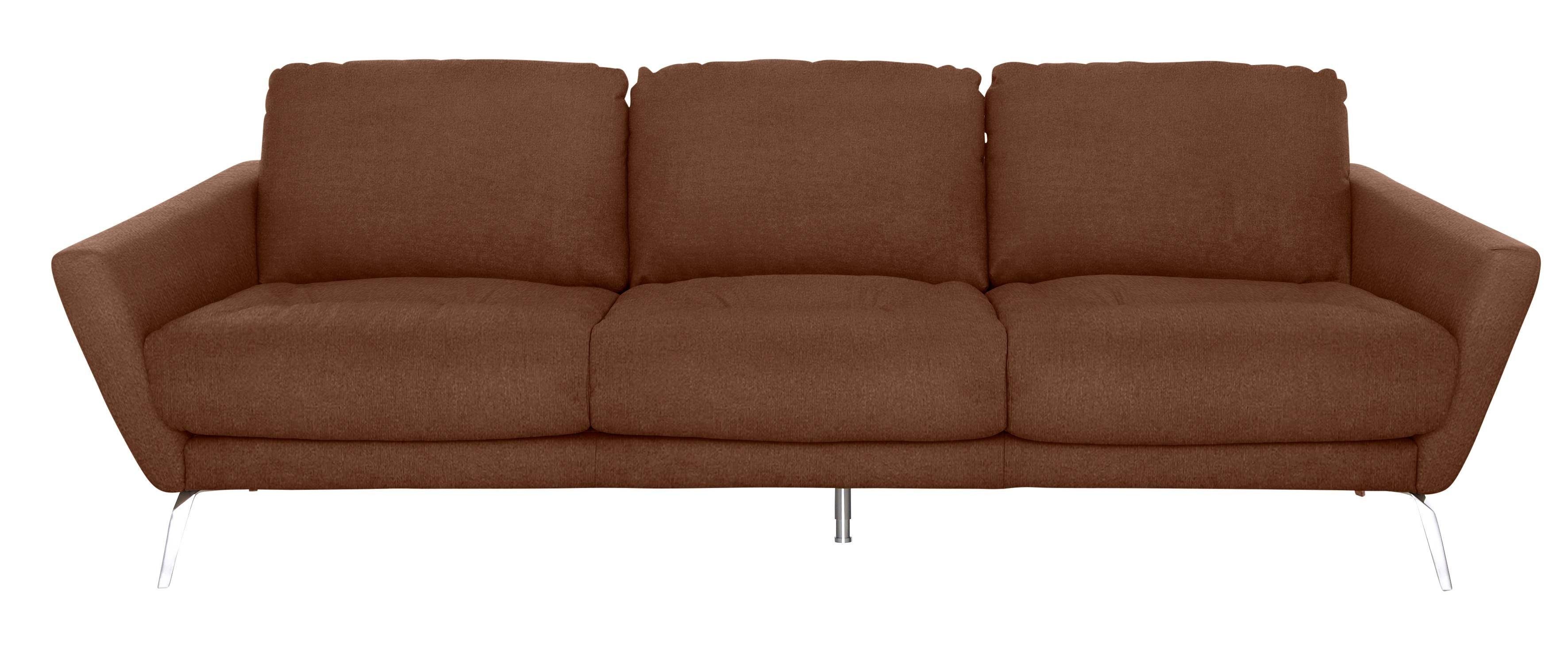 Big-Sofa dekorativer W.SCHILLIG softy, im Chrom Heftung glänzend Füße Sitz, mit
