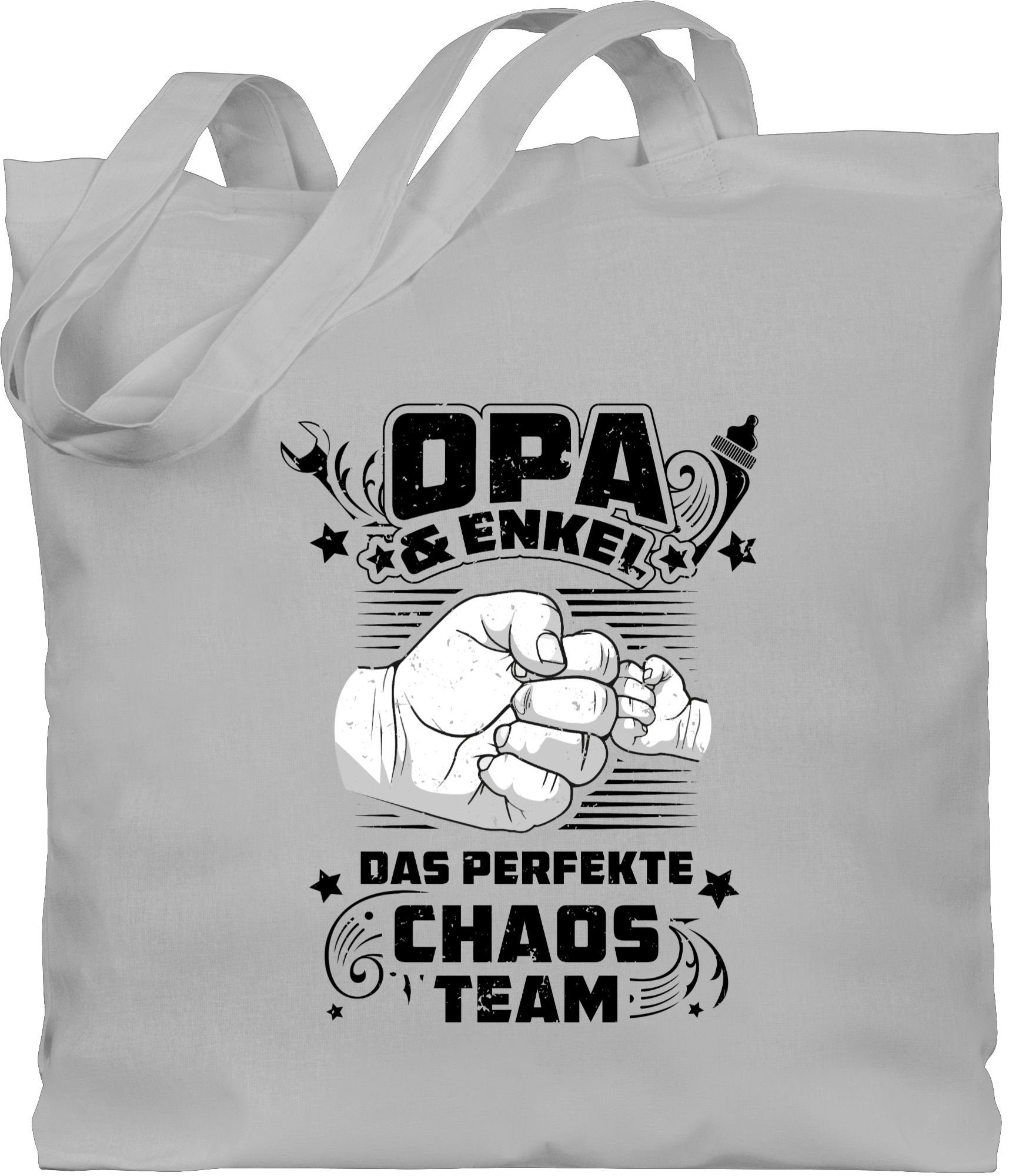 Shirtracer Umhängetasche Opa & Enkel - Das perfekte Chaos Team - Vintage schwarz, Opa Geschenke 1 Hellgrau