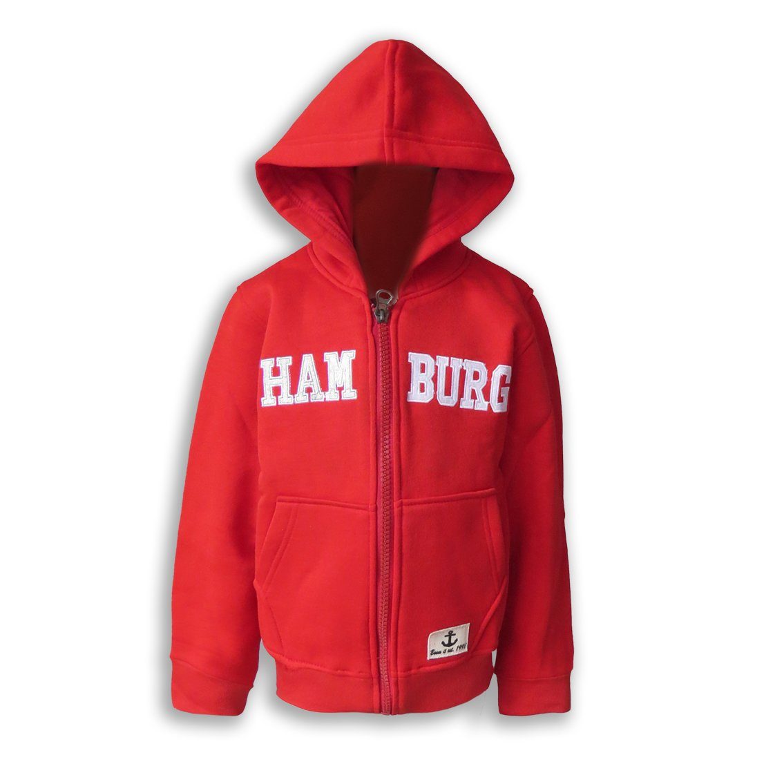 Sonia Originelli T-Shirt Sweatjacke "Hamburg" Kinder unifarben Jacke Hoodie bestickt rot