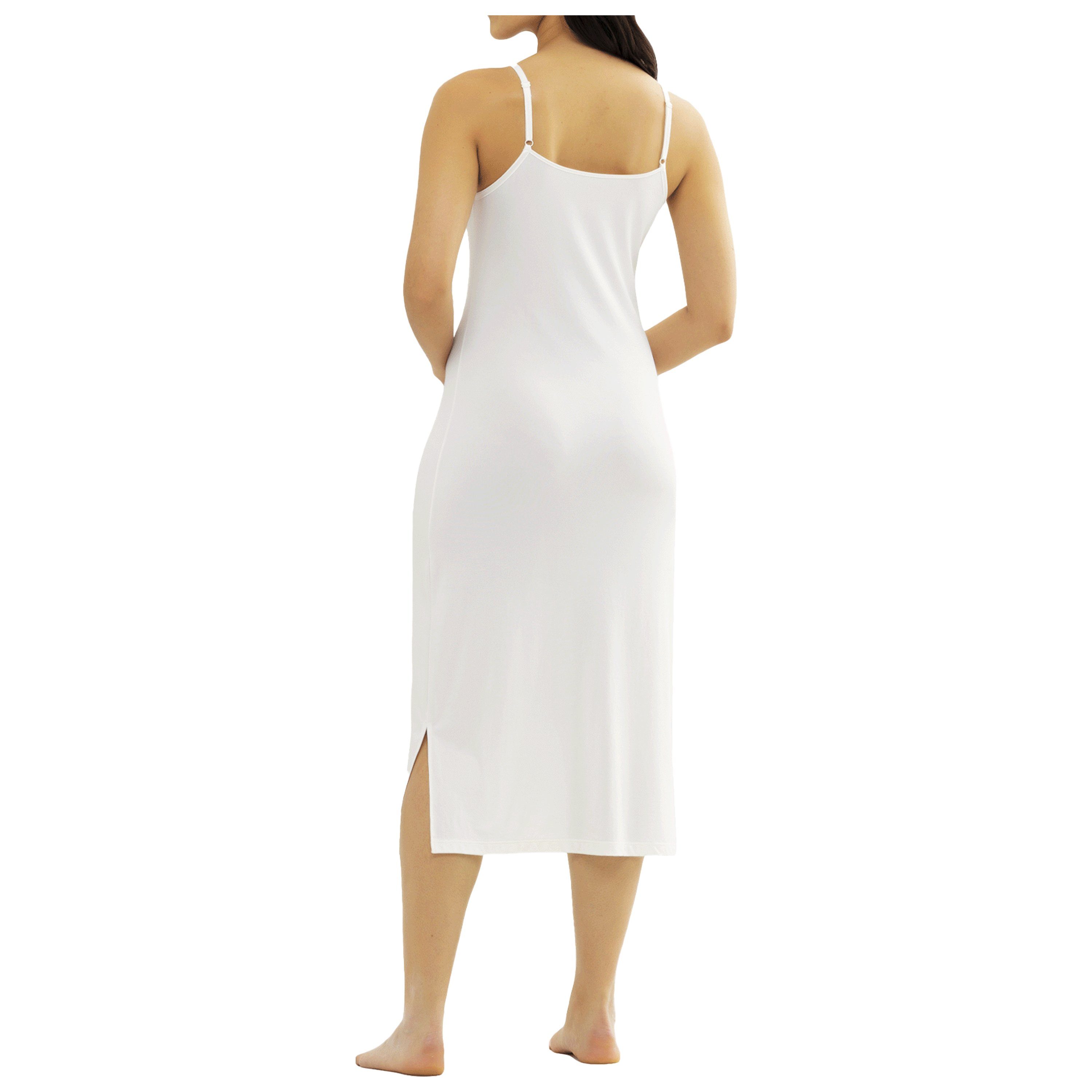 TEXEMP Unterwäsche Damen Bambus Weiß (1-tlg) Unterrock Spaghettiträger Mini Unterkleid Unterkleid Viskose Nachtkleid