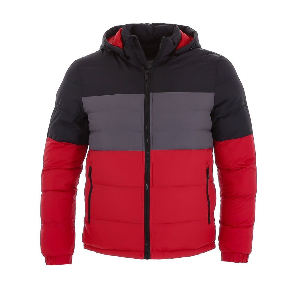 Ital-Design Steppjacke Herren Freizeit Kapuze (abnehmbar) Gefüttert Jacke in Rot