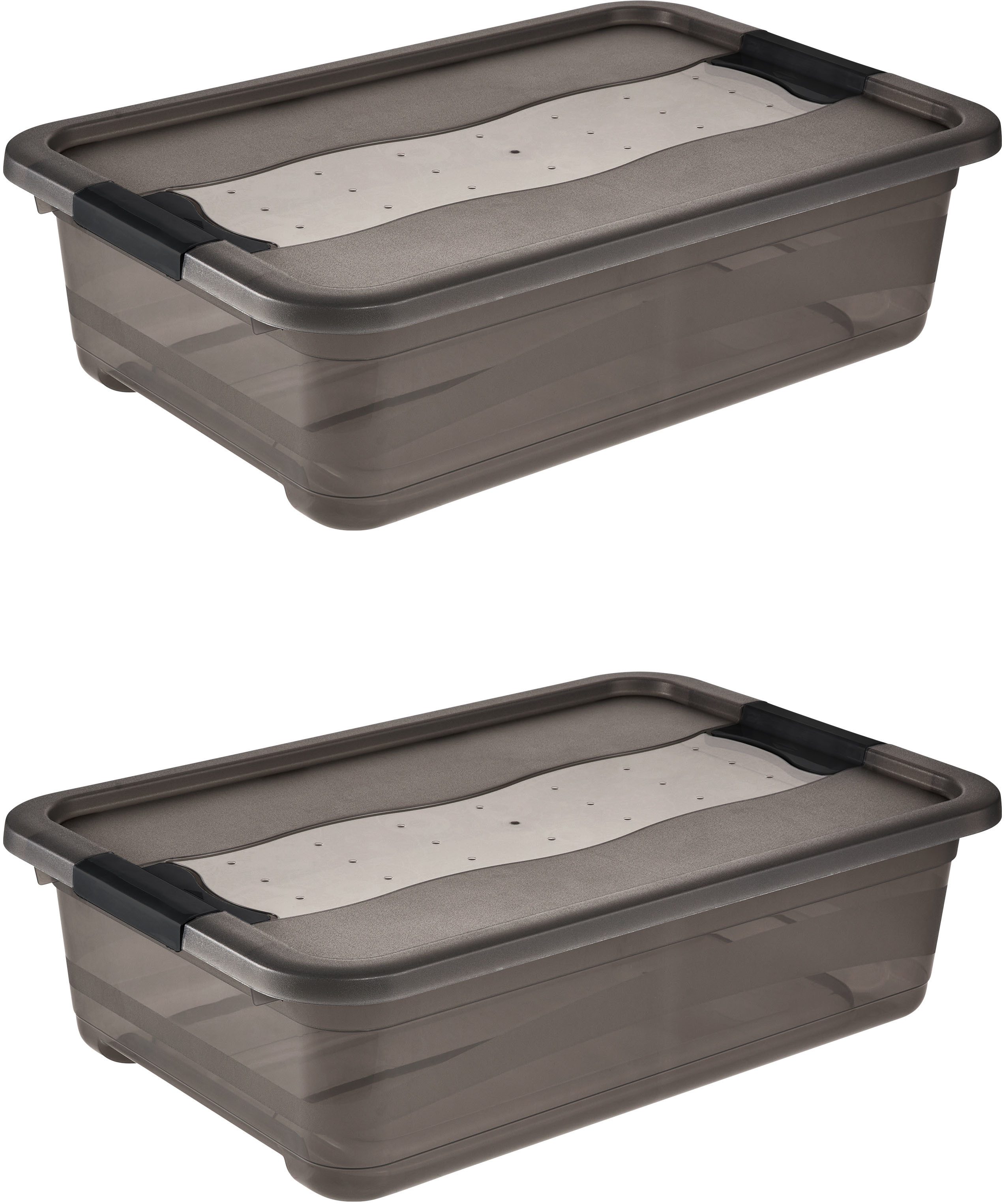 keeeper Aufbewahrungsbox Cornelia, 2er Set, 28 L, 59 x 39 x 19,5 cm (Set, 2 St), durch Clips verschließbar, Griffe am Boden