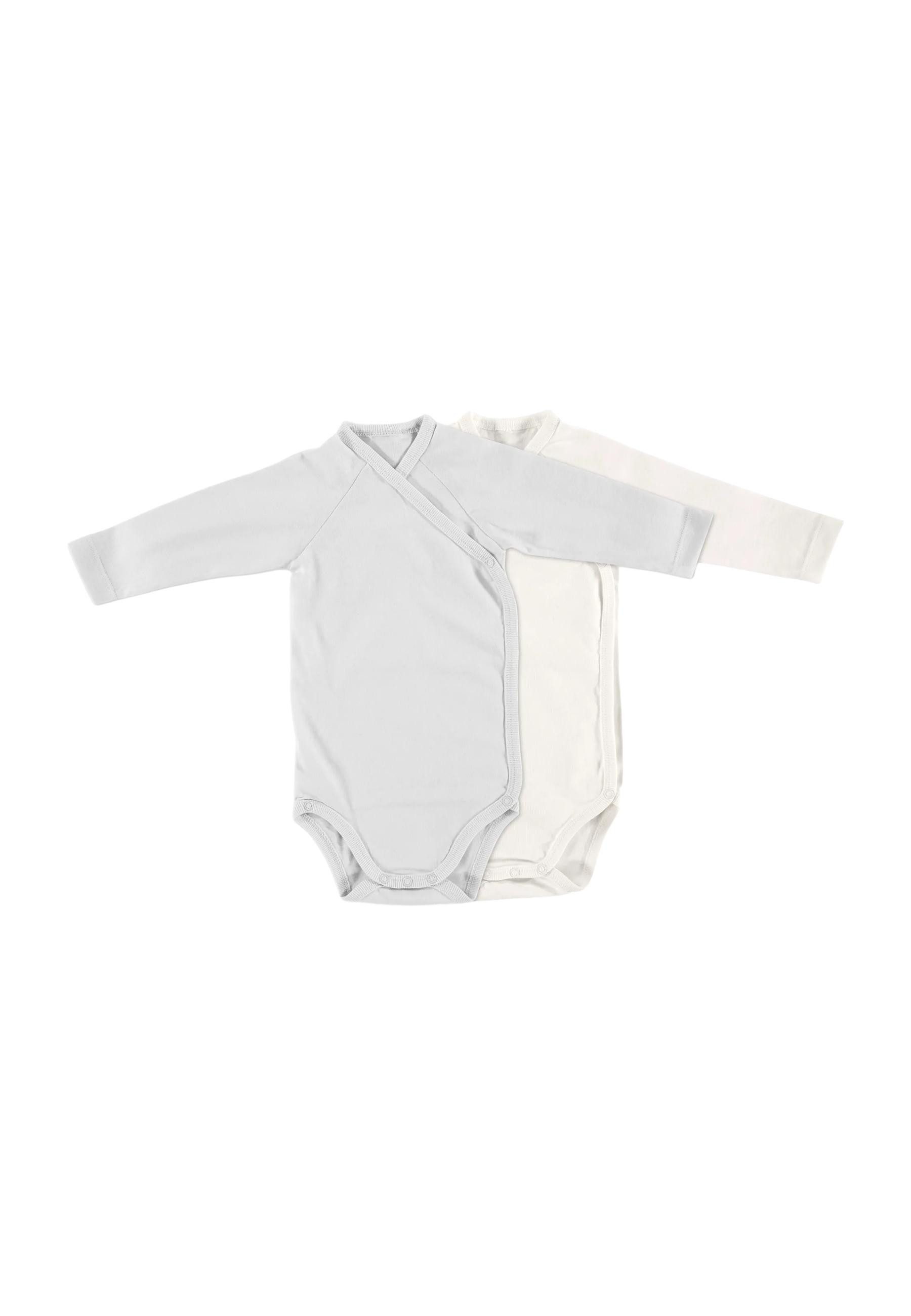 Alvi® Wickelbody Baby Bodys 2er Langarm Bio-Baumwolle (2-tlg) praktische Druckknöpfe