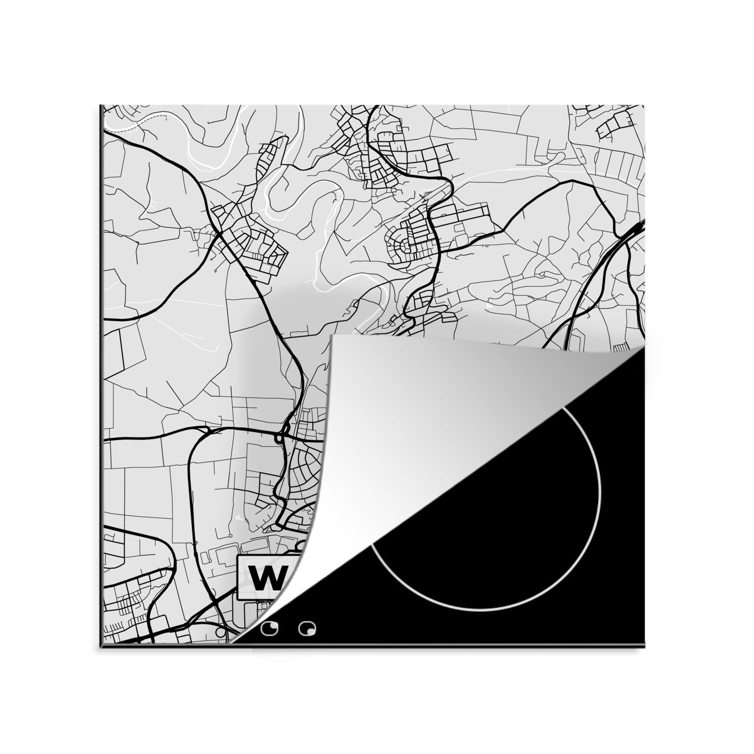 Herdblende-/Abdeckplatte - Deutschland Waiblingen - küche (1 - Karte - cm, Arbeitsplatte 78x78 Karte, für Stadtplan Ceranfeldabdeckung, Vinyl, MuchoWow tlg),