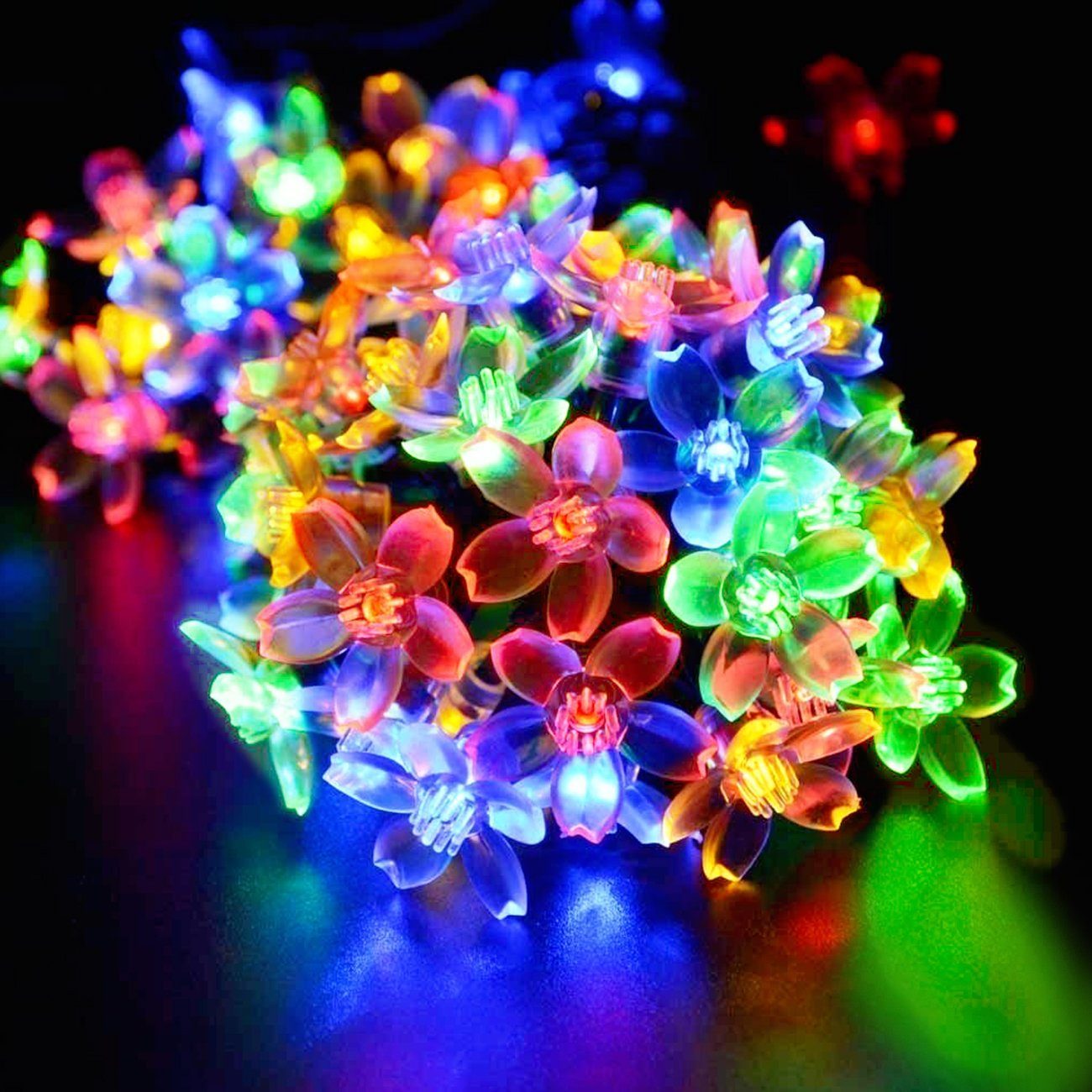 Salcar LED Kirschblüten 20 Solar-Lichterkette Solarleuchte 5m mit Garten Bunt