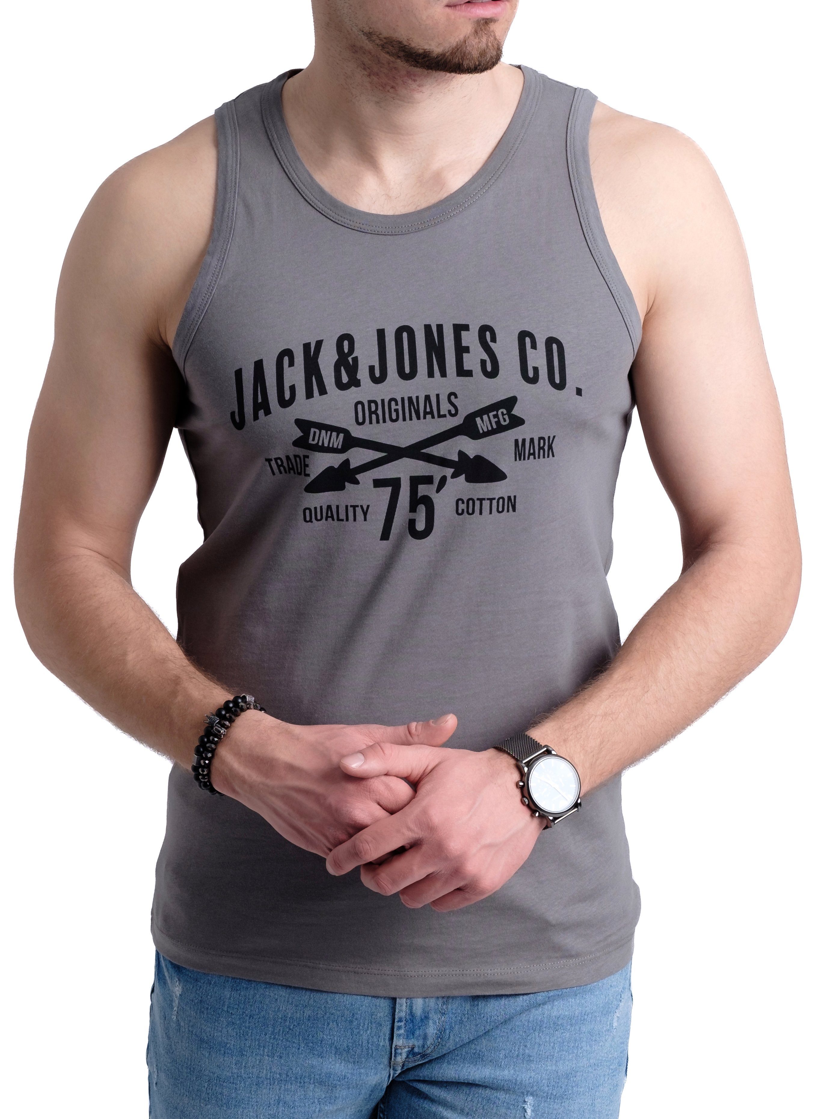 Jack & Jones Tanktop Bequemes Slimfit Shirt mit Printdruck (3er-Pack) mit Print