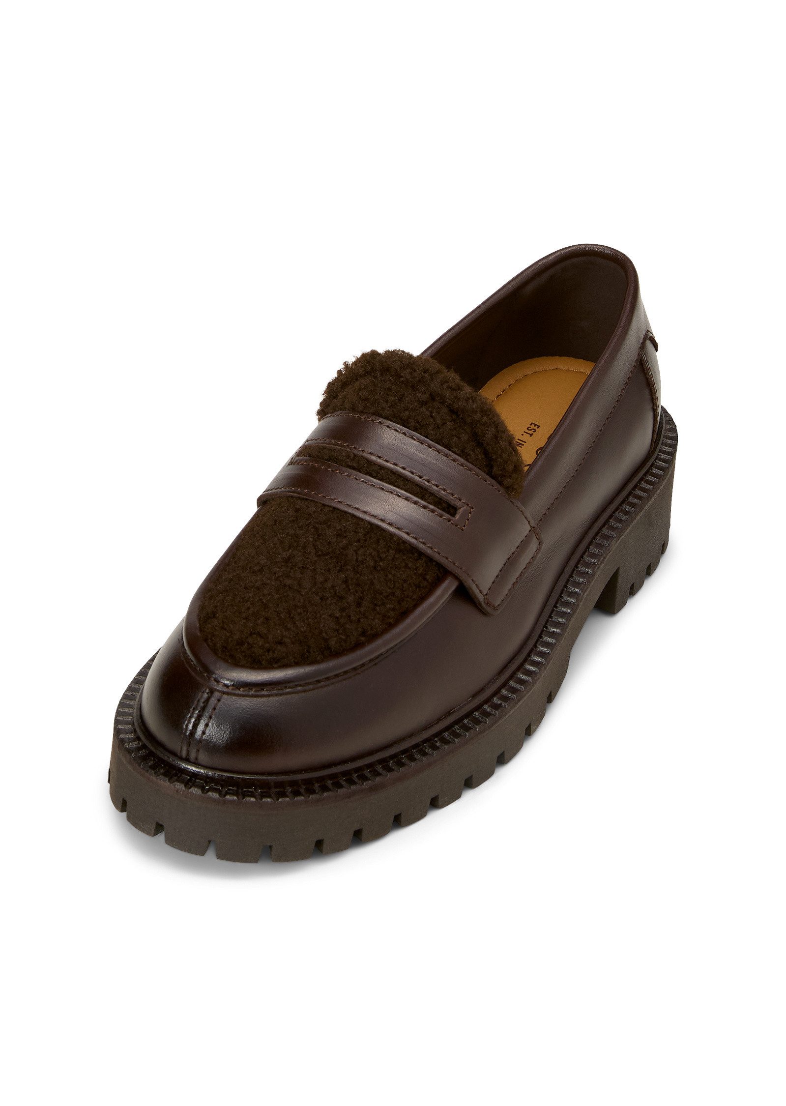 aus gewachstem Leder und Teddyfell Loafer