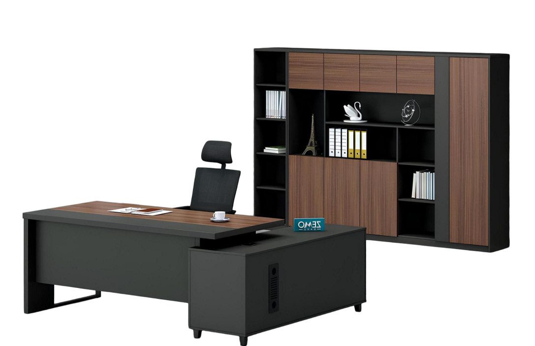 Büro-Set Büromöbel-Set für das Chefzimmer: Moderner Eckschreibtisch mit
