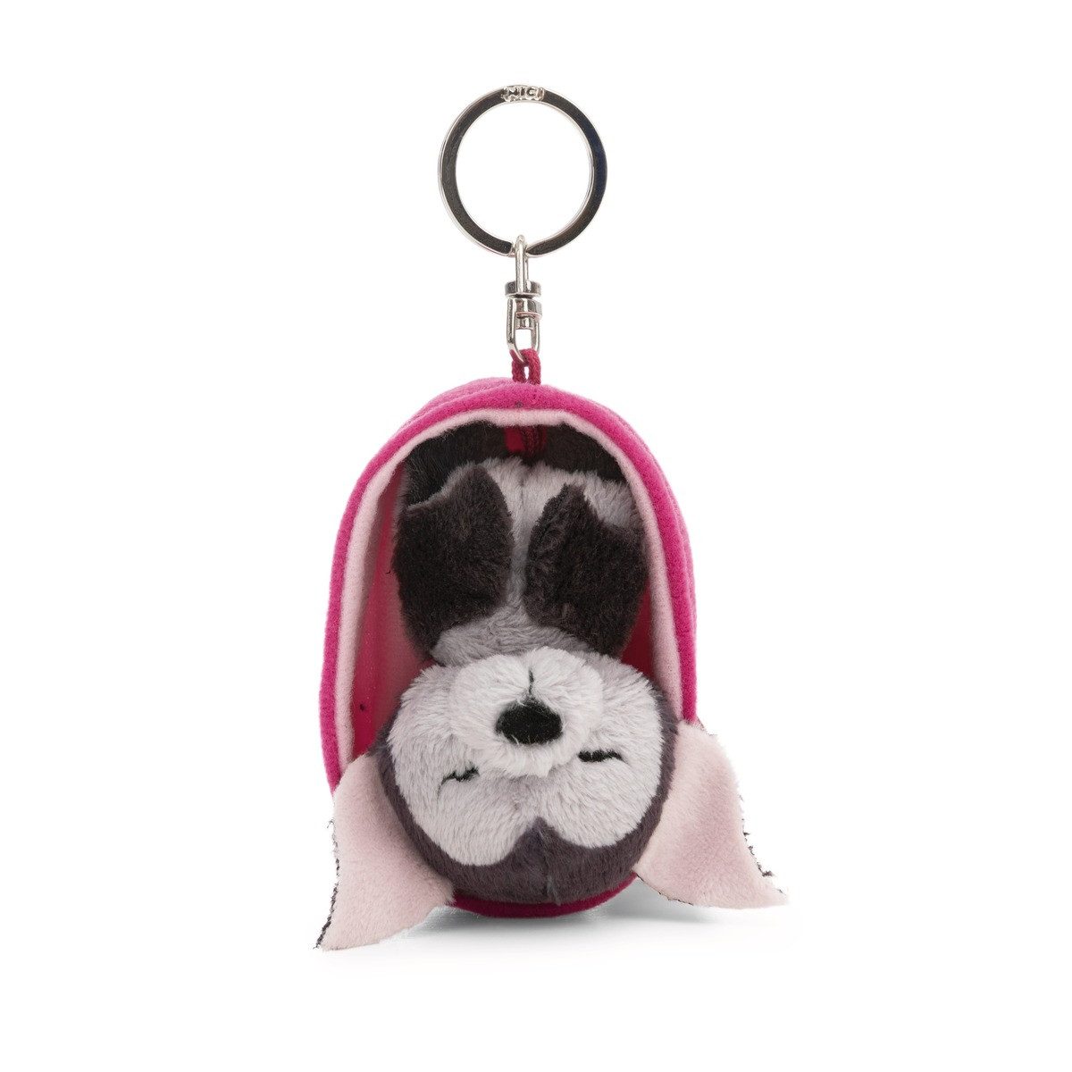 Nici Schlüsselanhänger NICI Schlüsselanhänger Sleeping Pets Fledermaus Körbchen grau/pink
