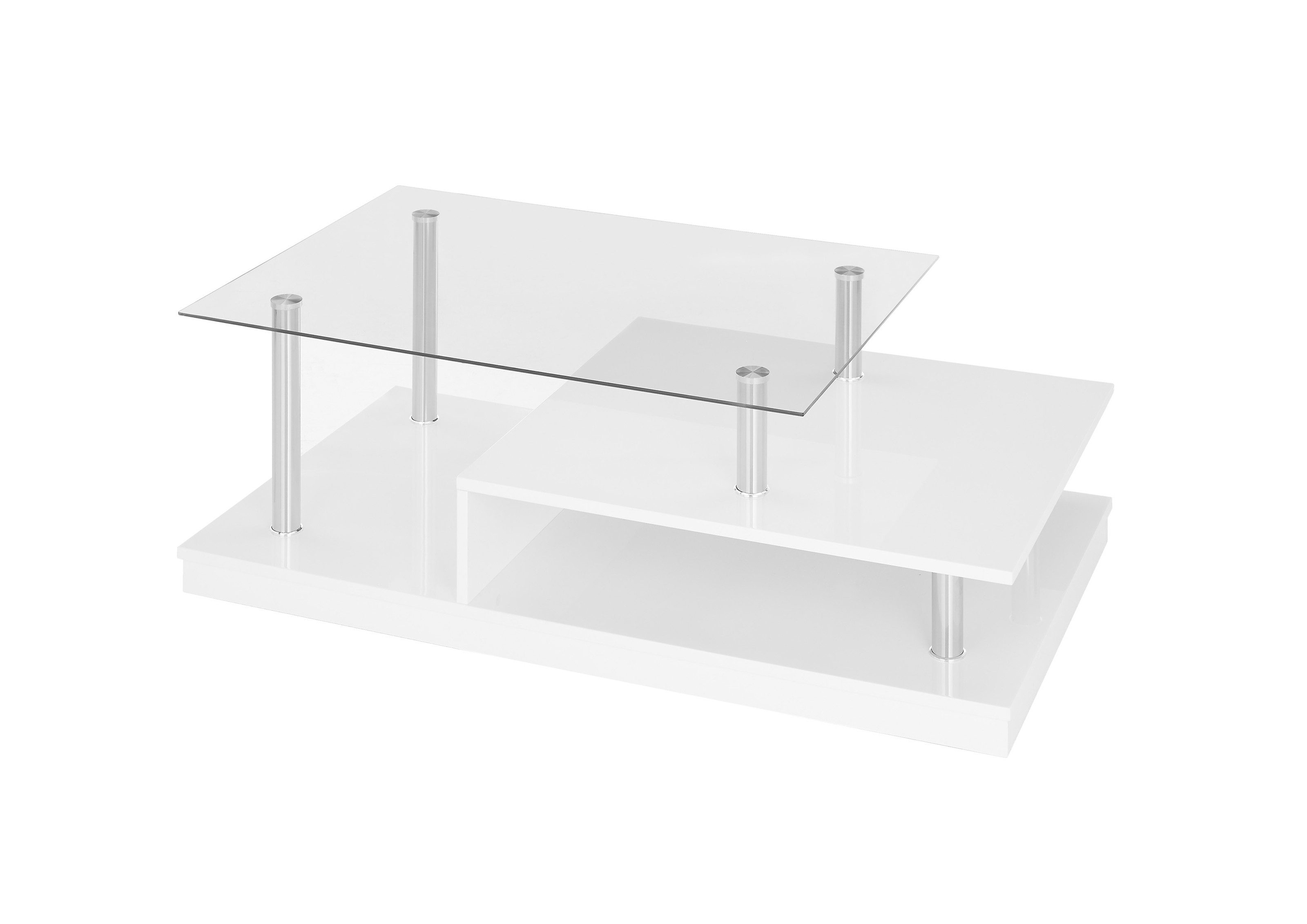 PREISBRECHER Couchtisch Memphis, in Glas, weiß, silber - 110x36x60 (BxHxT)