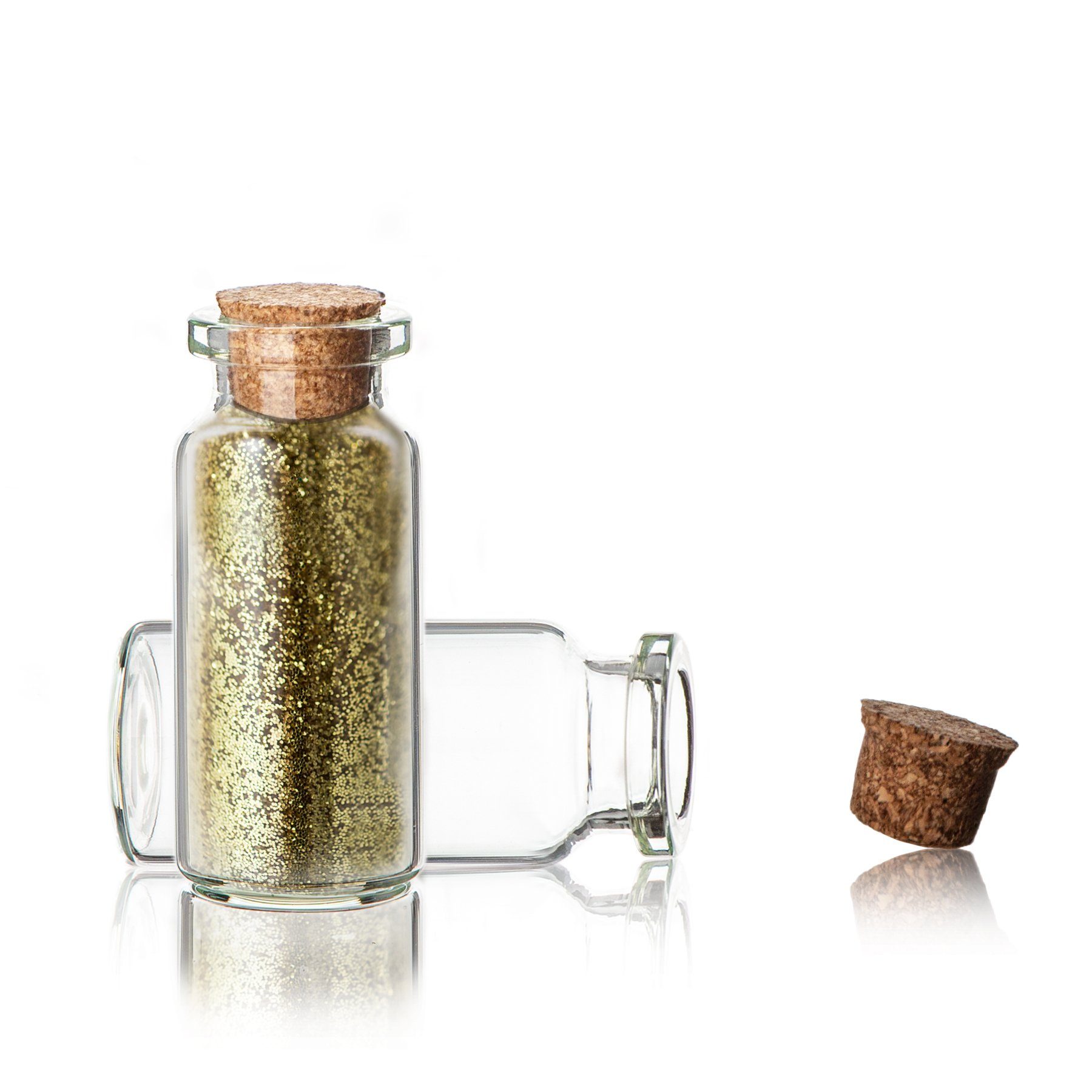 BigDean Vorratsglas 40 Stück 10 ml Glasfläschchen mit Korken ca. 5x2cm, Glas, (Set, 40-tlg., Dekoration, Dekosand, Urlaubsadenken, Gewürze, Kräuter), Wiederverwendbar, Errinerungsstücke, DIY Giveaway, Bastelgeschenke