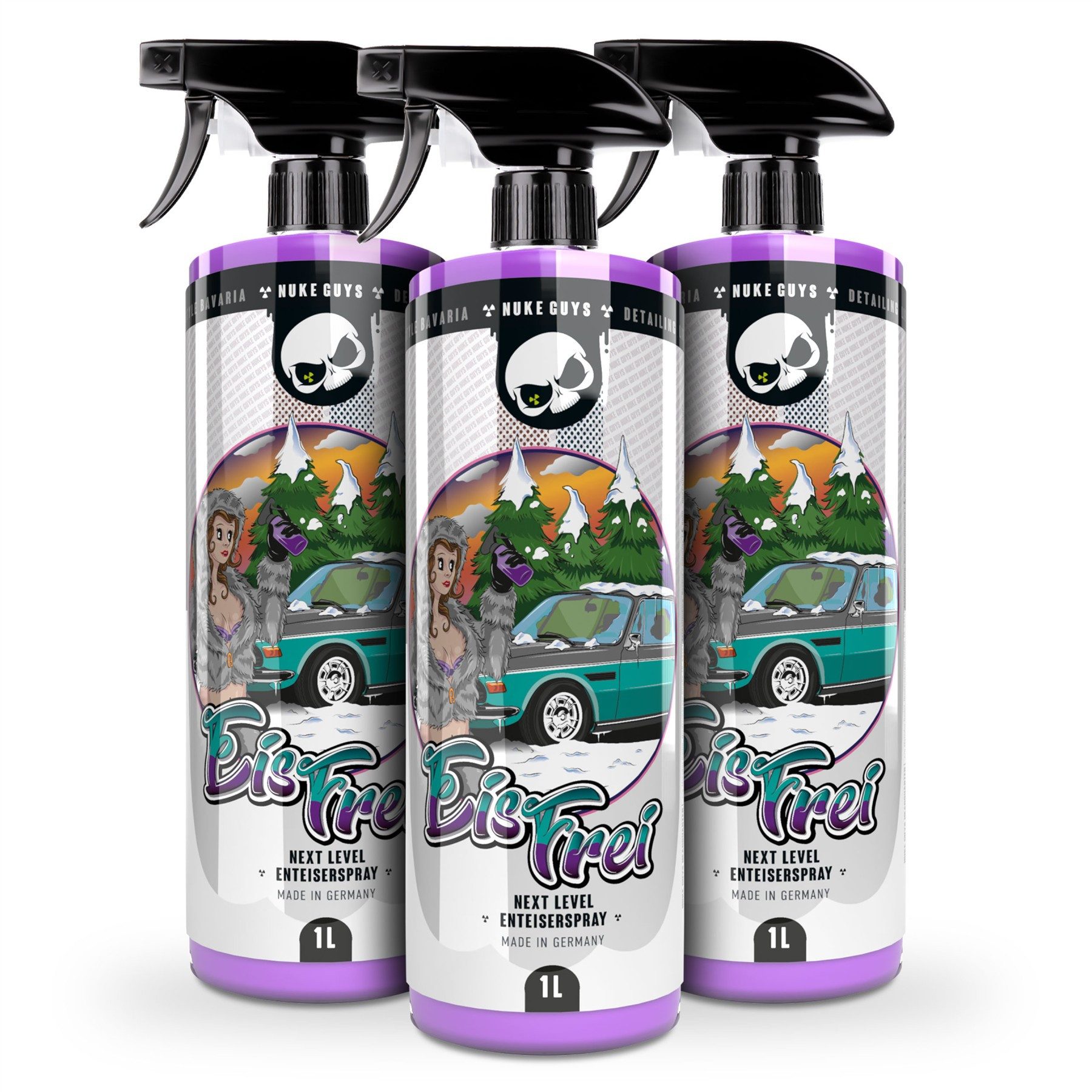 Nuke Guys Scheibenfrostschutz Enteiserspray Auto Scheibenenteiser Nuke Guys EisFrei 1L, bis -70 °C, 3 l, Klare Sicht im Winter ohne Scheiben Kratzen