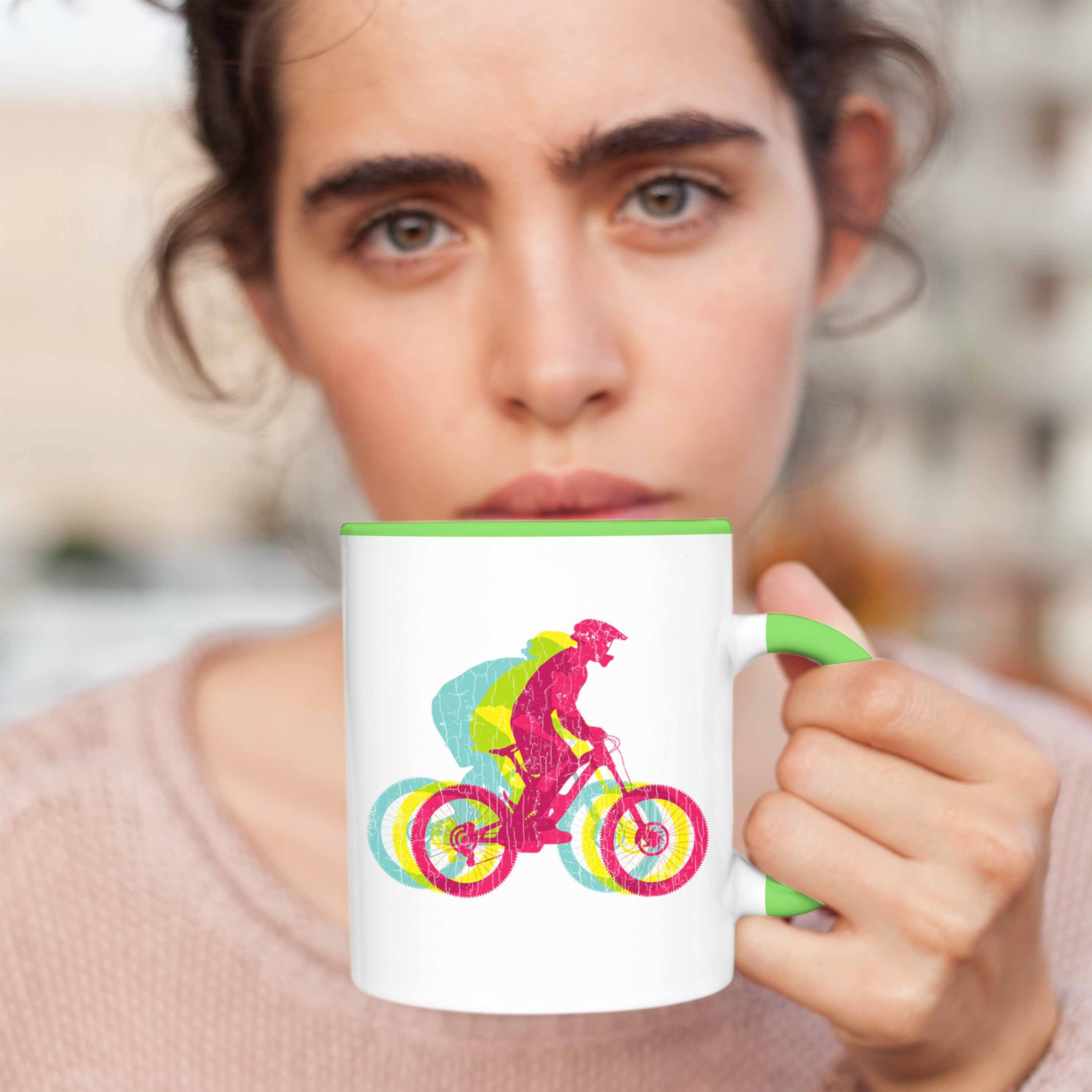 MTB Kaffeetasse Kinder Grafik Geschenk Männer Trendation - Accessories Grün Mountainbiker Moutainbike Fun Tasse Geschenkidee Tasse Trendation