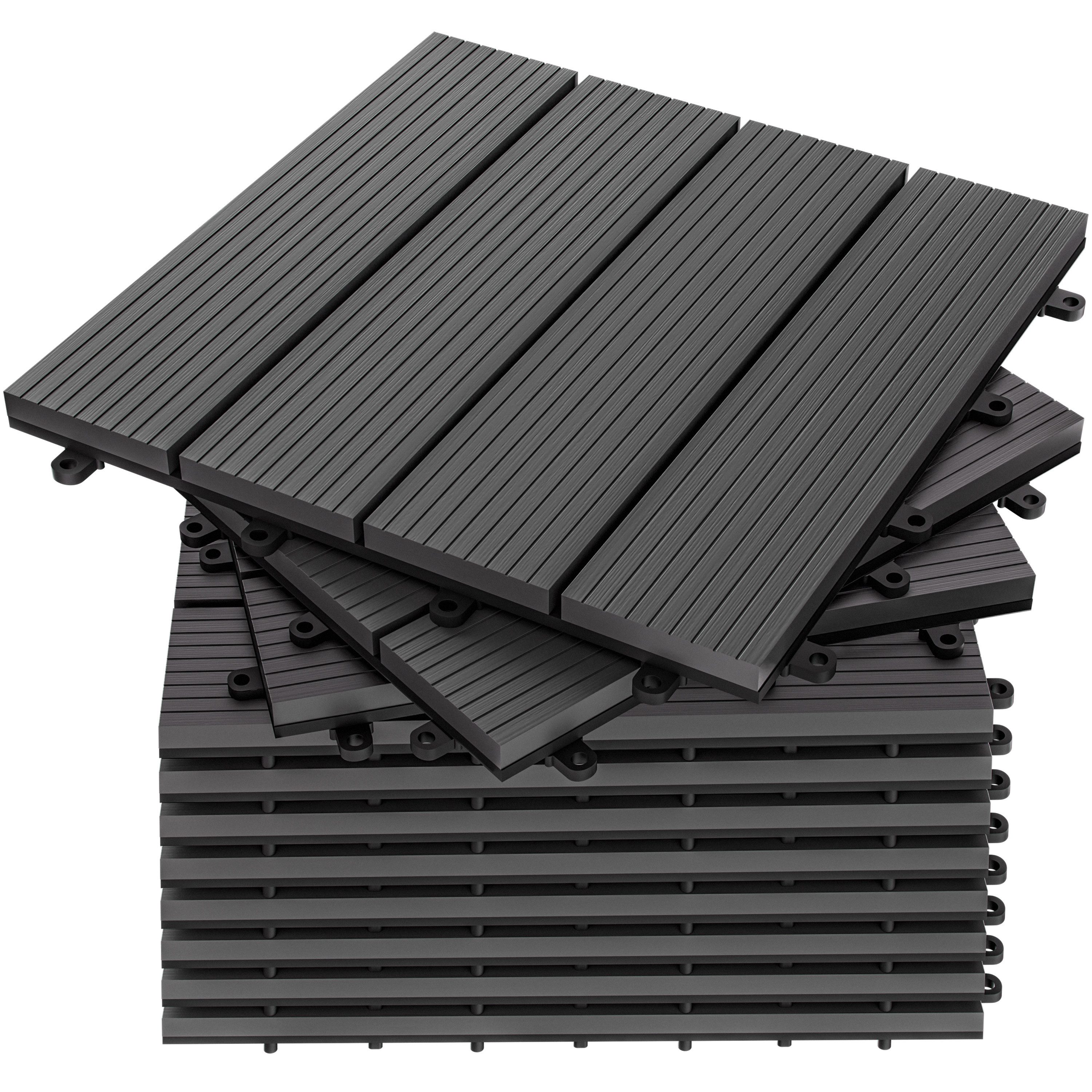 Deuba Holzfliesen 1x Klassik Anthrazit günstig online kaufen