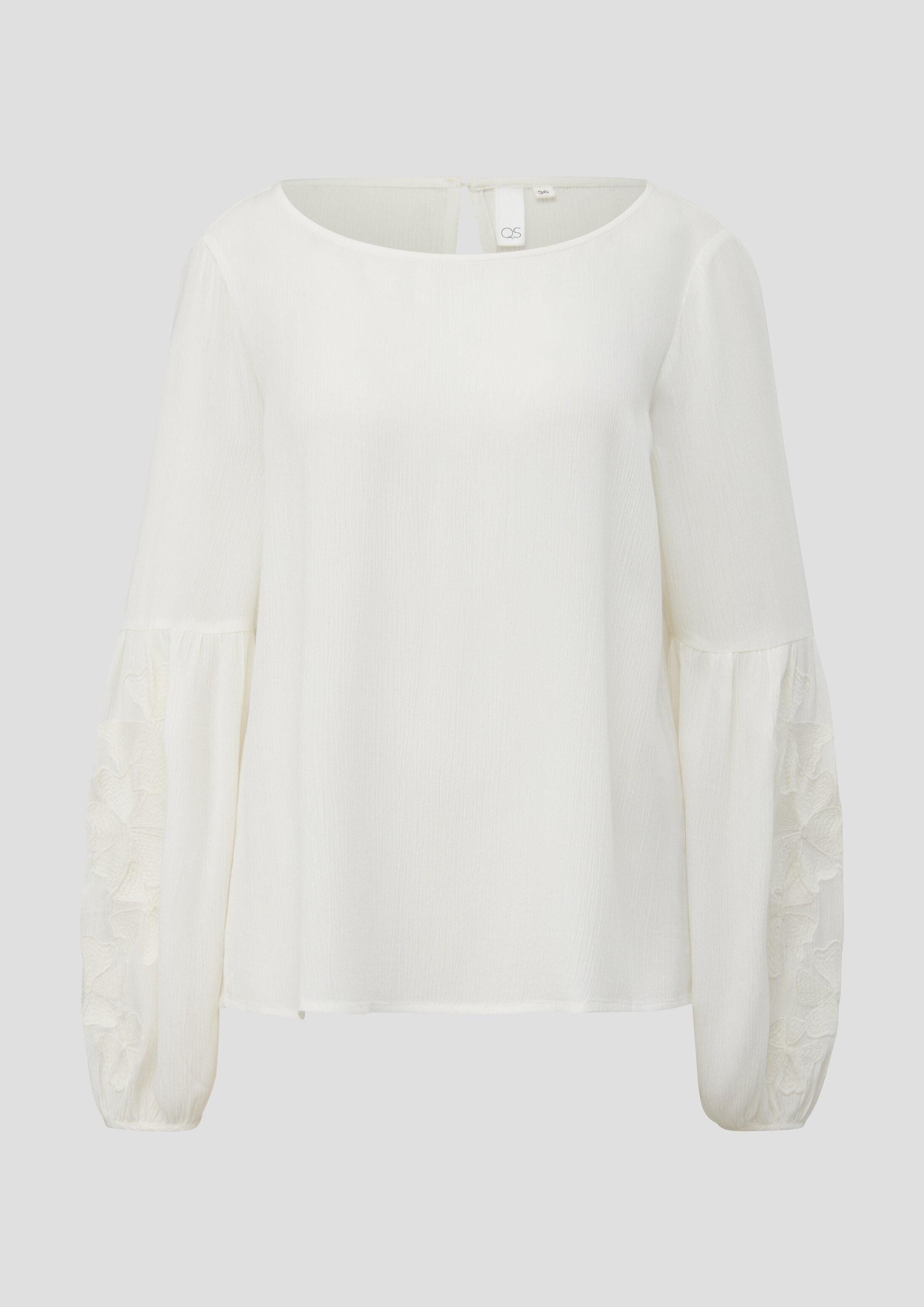 QS Langarmbluse Bluse Viskose-Bluse mit Crêpestruktur