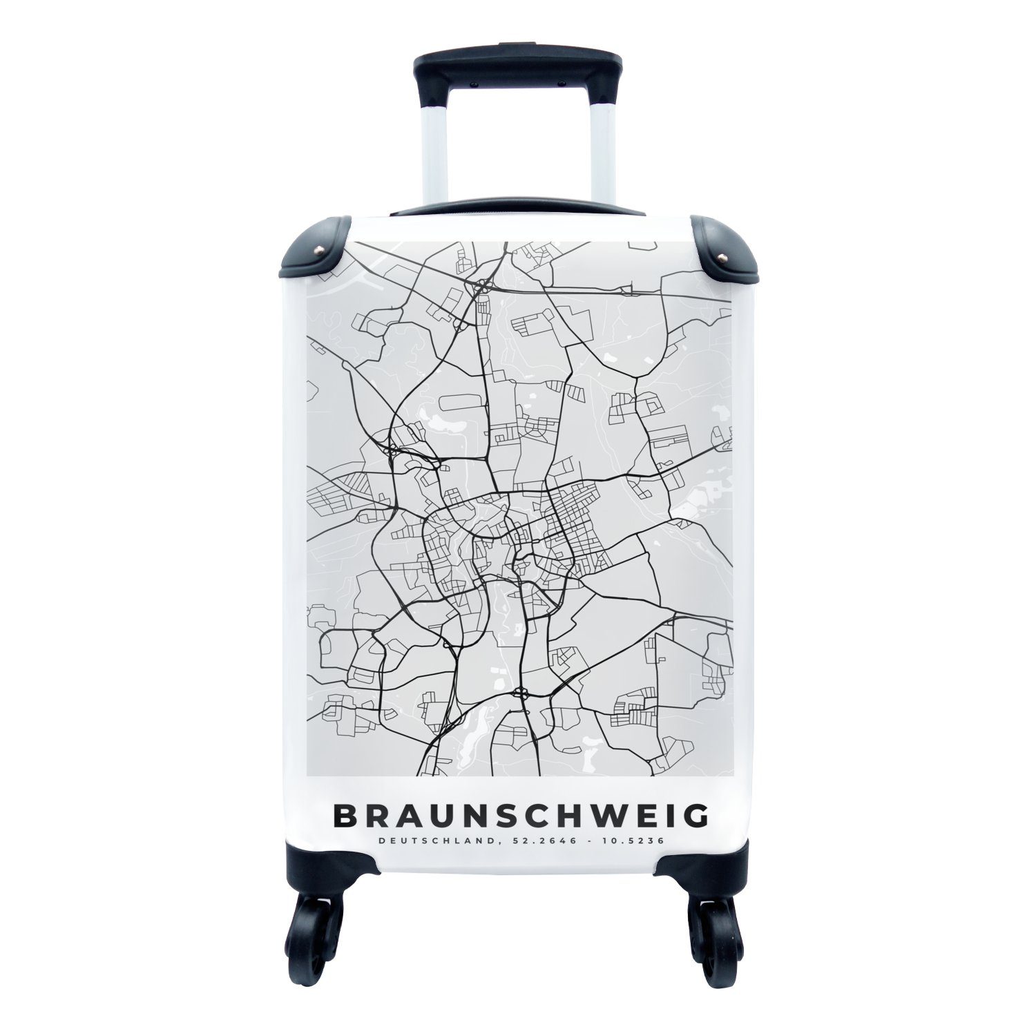 MuchoWow Handgepäckkoffer Deutschland - Stadtplan - Karte - Braunschweig, 4 Rollen, Reisetasche mit rollen, Handgepäck für Ferien, Trolley, Reisekoffer