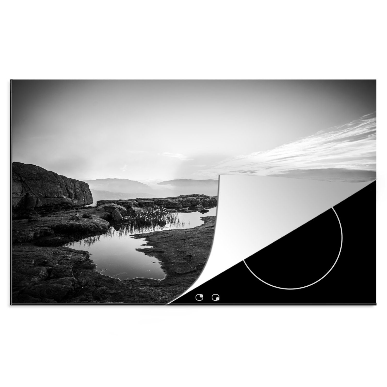 MuchoWow Herdblende-/Abdeckplatte Naturfoto schwarz-weiß, Vinyl, (1 tlg), 81x52 cm, Induktionskochfeld Schutz für die küche, Ceranfeldabdeckung