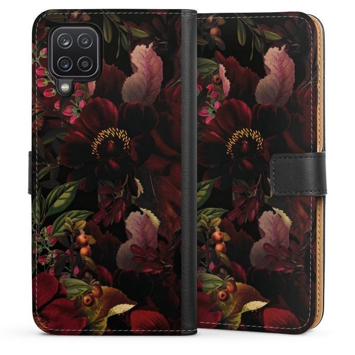 DeinDesign Handyhülle Utart Blumen Wiese Dunkle Blumenwiese Samsung Galaxy A12 Hülle Handy Flip Case Wallet Cover