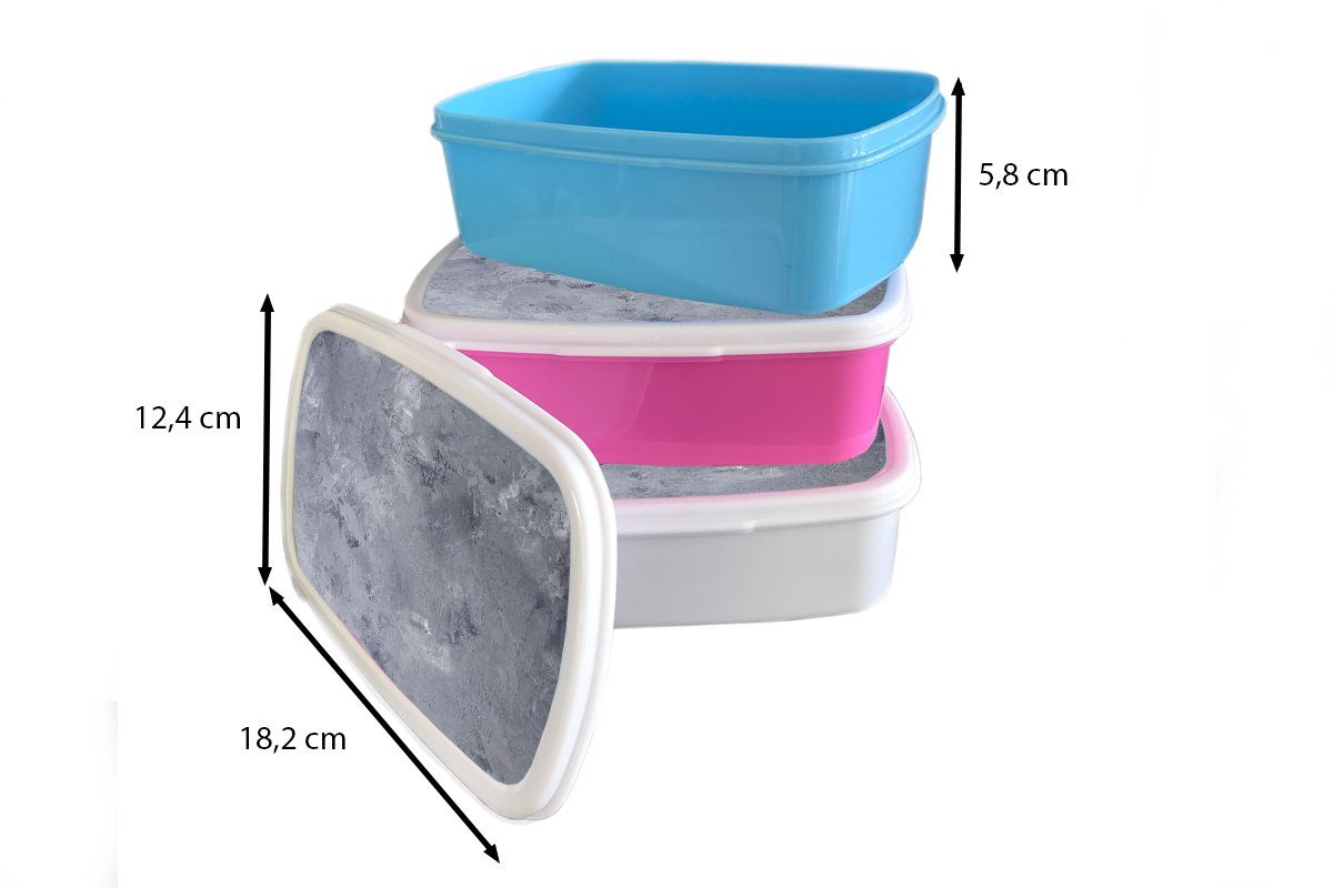Retro - Rustikal, - Schiefer Lunchbox rosa - Snackbox, - - Kunststoff, Strukturen (2-tlg), Kinder, Kunststoff Beton Brotbox Mädchen, Brotdose für Grau Erwachsene, MuchoWow