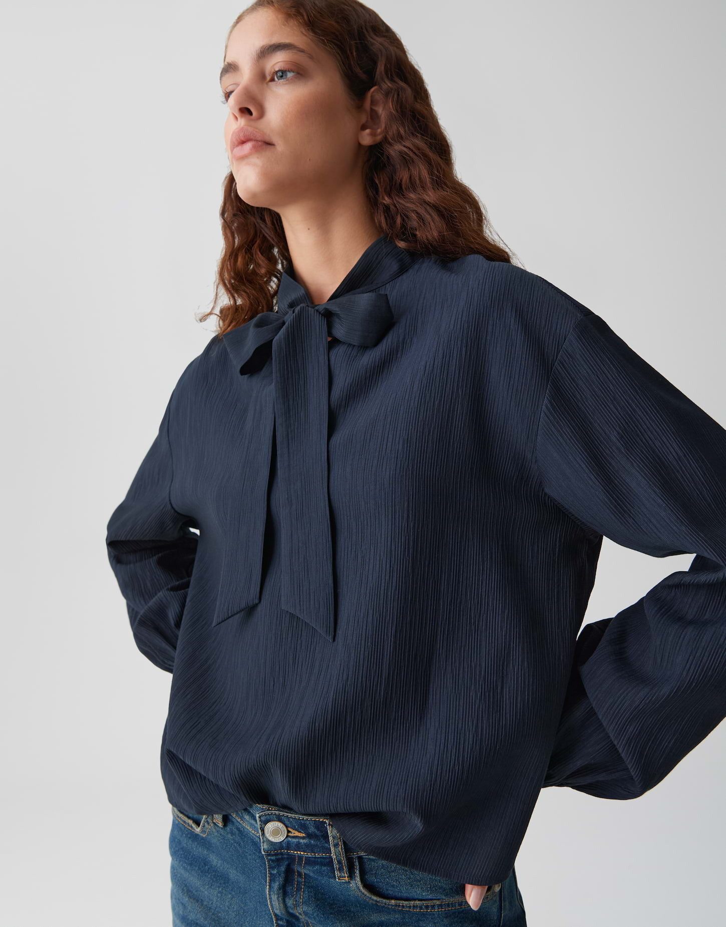 OPUS Langarmbluse FOMANTICA in Crinklestruktur hinten länger als vorne, Sch günstig online kaufen