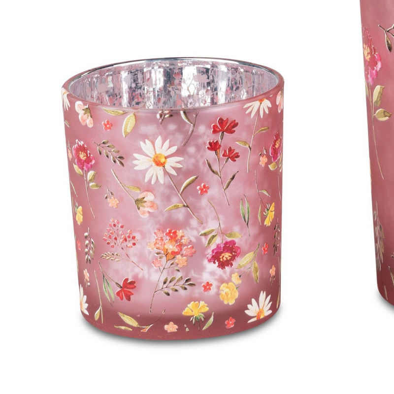 formano Teelichthalter Sommerzeit, Rosa H:8cm D:6cm Glas