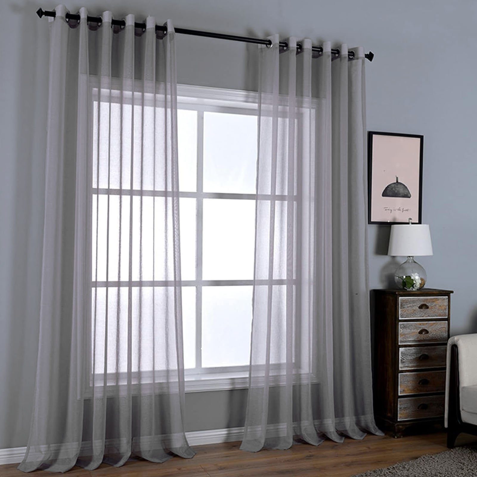 HAC24 Vorhang Deko Gardinen Gardinenschal Ösenschal Dekoschal, Ösen, transparent, Polyester, mit Ösen Lichtdurchlässig 140 x 240 cm