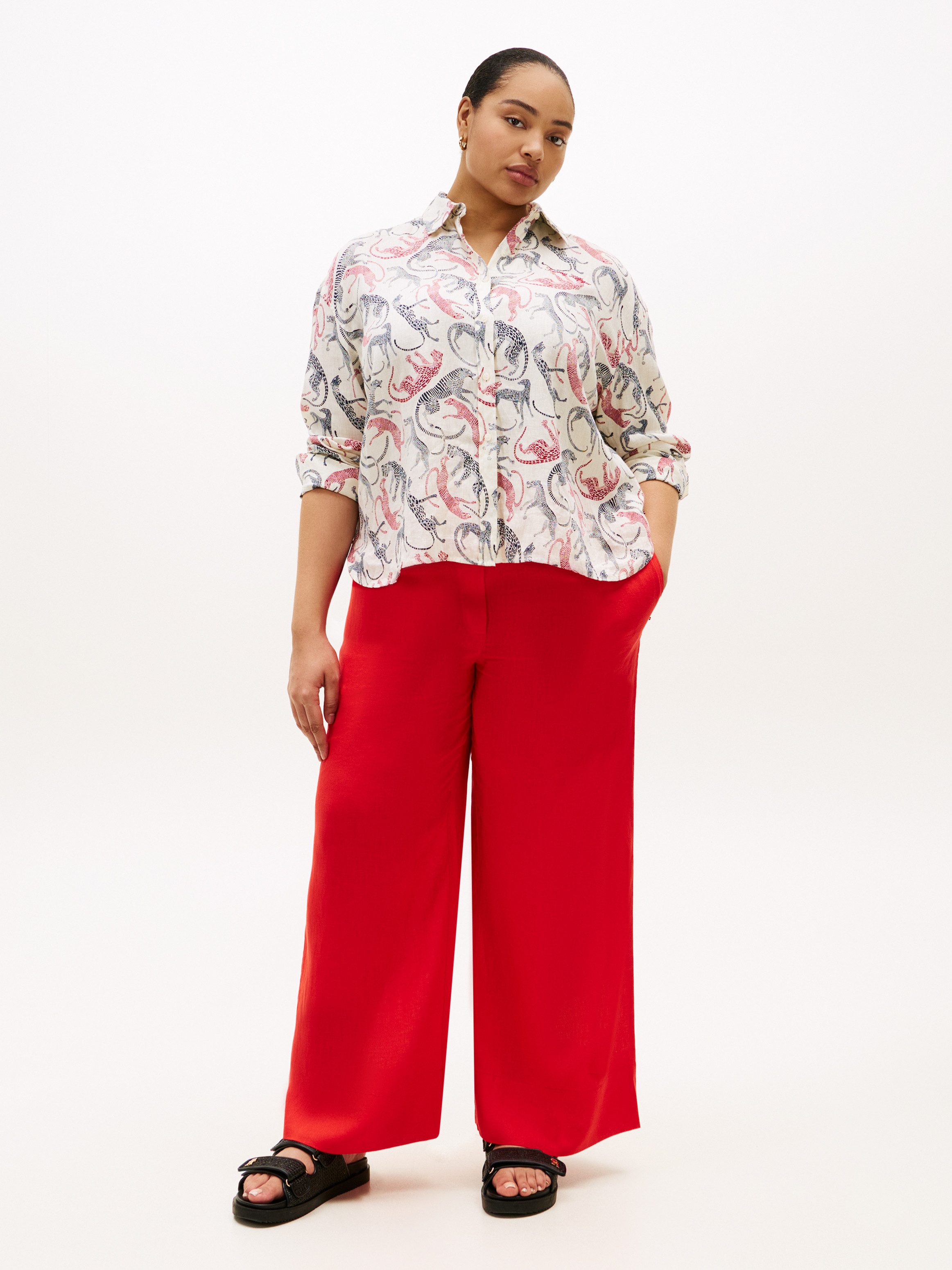 Tommy Hilfiger Curve Stoffhose CRV ESS LINEN PULL ON PANTS in großen Größen