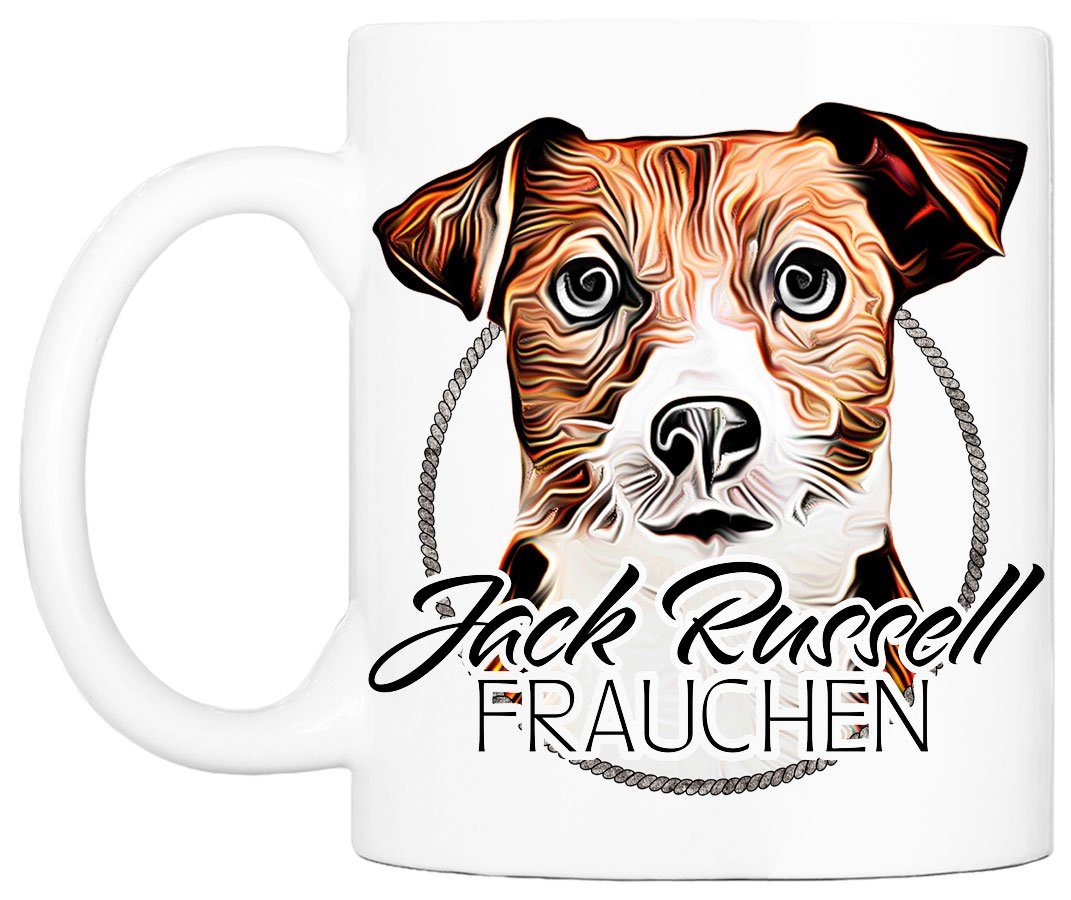 Cadouri Tasse JACK RUSSELL FRAUCHEN - Kaffeetasse für Hundefreunde, Keramik, mit Hunderasse, beidseitig bedruckt, handgefertigt, Geschenk, 330 ml