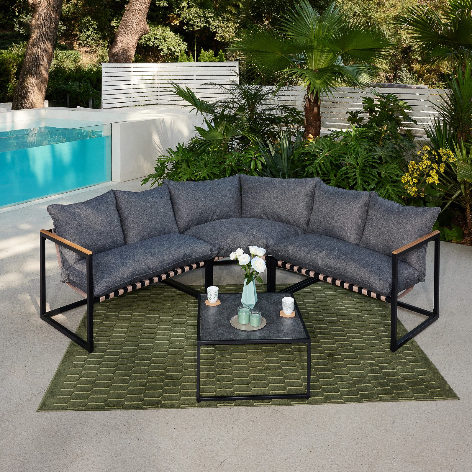 HTI-Living Gartenbank Gartensitzgruppe Eckbank und Tisch (Stück, 2-St., 1x günstig online kaufen