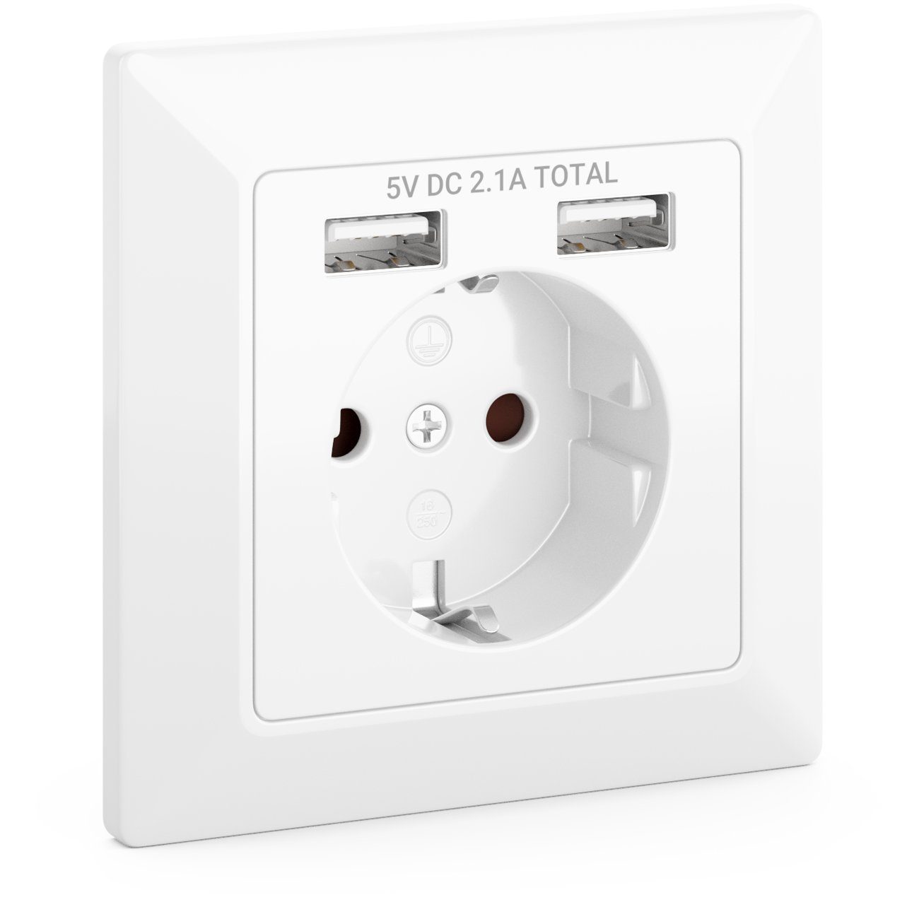 deleyCON deleyCON 1x Einbausteckdose mit 2x USB Wandsteckdose Schutzkontakt Розеткиleiste