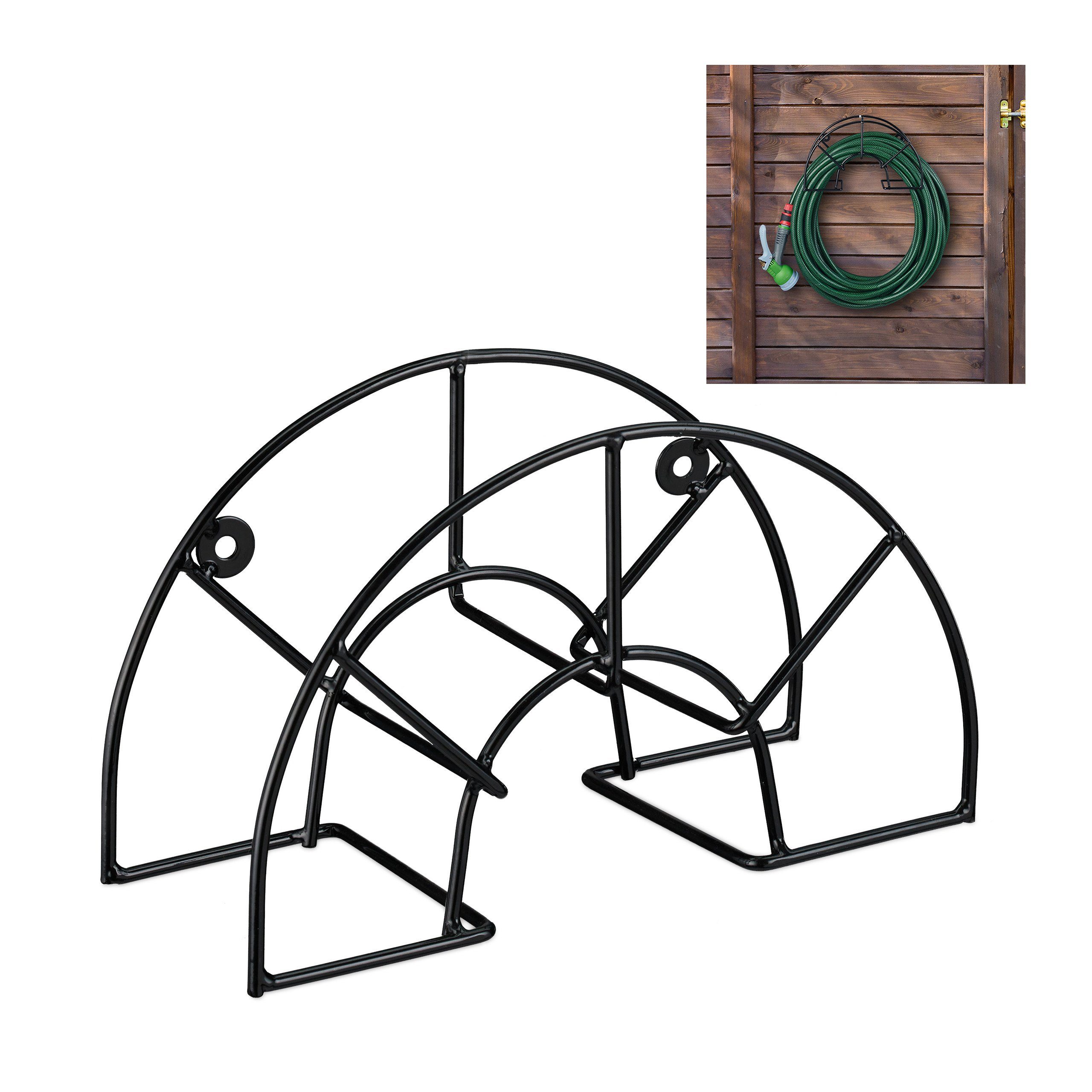 relaxdays Schlauchhalterung Schlauchhalter Wand rund, (1-tlg)