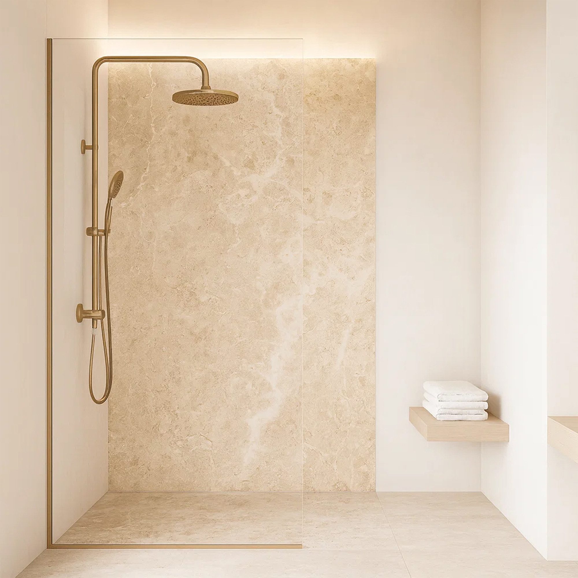 neu.haus Duschrückwand, (Set, 4-tlg), Wandpaneel »Bladel« 120 x 60 cm Beige Stone