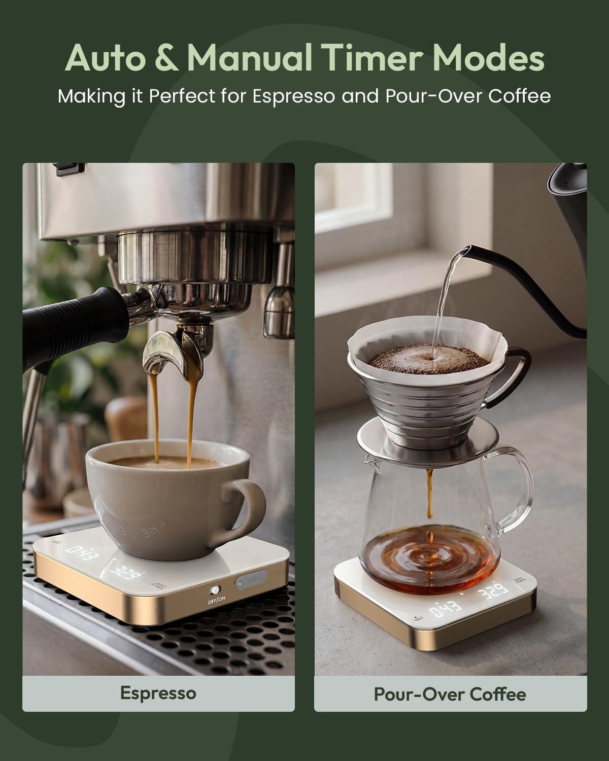 Maestri House Küchenwaage K112 Espressowaage mit Auto-Timer, 0,1 g / 2 kg, (1-tlg., Glasoberfläche für Espresso und Pour Over), Touch-Bedienung, USB-C, Tara, St – Bild 4 von 5