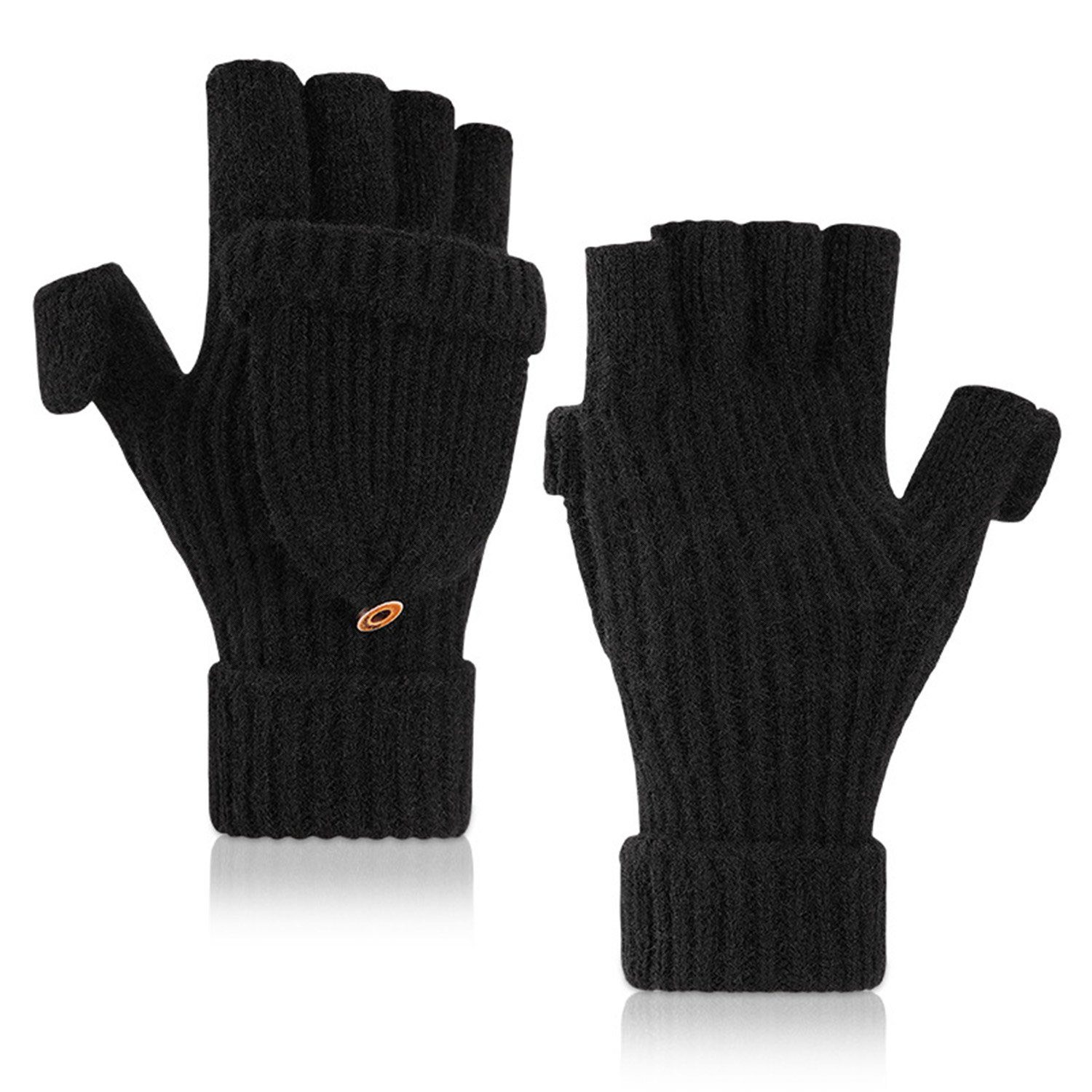 Winterhandschuhe Herren Damen Strick Handschuhe Schwarz halbe Daisred Baumwollhandschuhe
