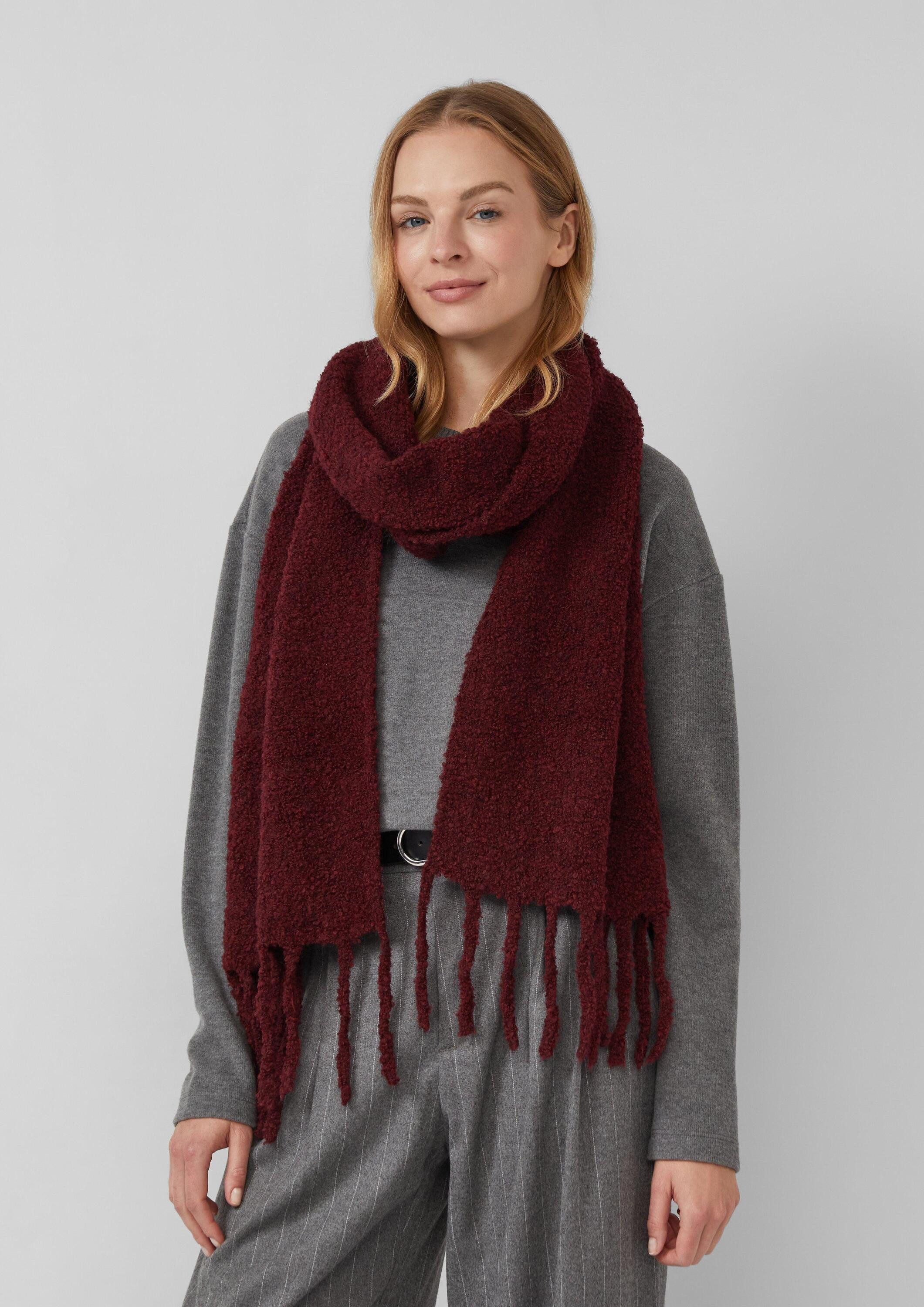 s.Oliver Schal Tuch, Schal in Bouclé-Optik mit Fransen günstig online kaufen