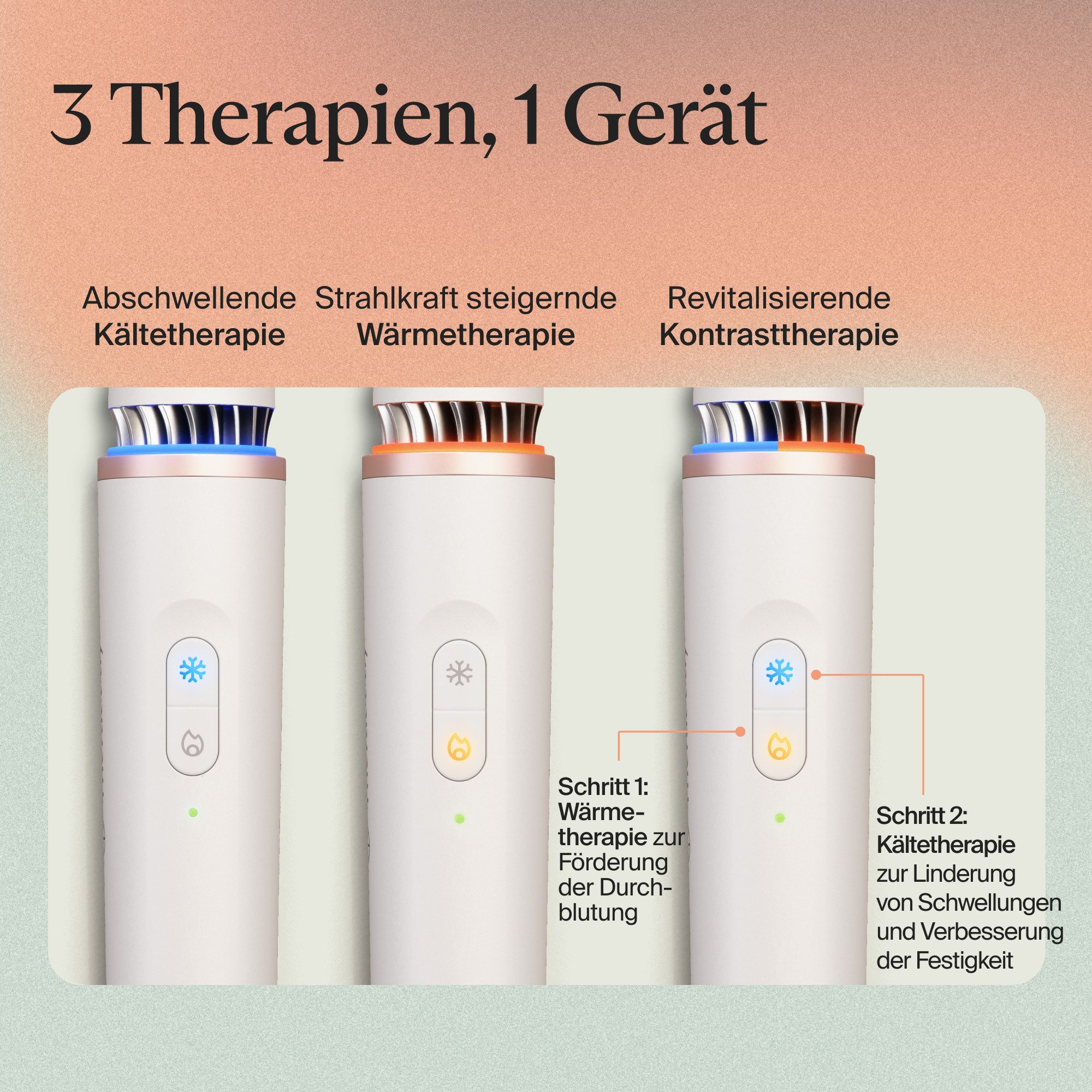 Therabody Anti-Aging-Gerät Theraface Depuffing Wand Kälte- und Wärmebehandlungen für das Gesicht, Verbessert die Strahlkraft, reduziert Augenringe und Schwellungen