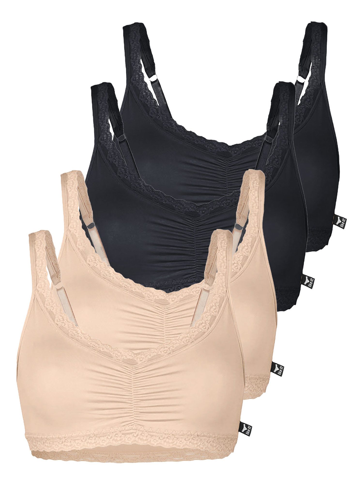 like it! Bustier 4er Pack Soft BH Olivia (Packung, 4-tlg) ohne Pads/Schale, einfache textil Cups, glatte Ware mit feinem Glanz