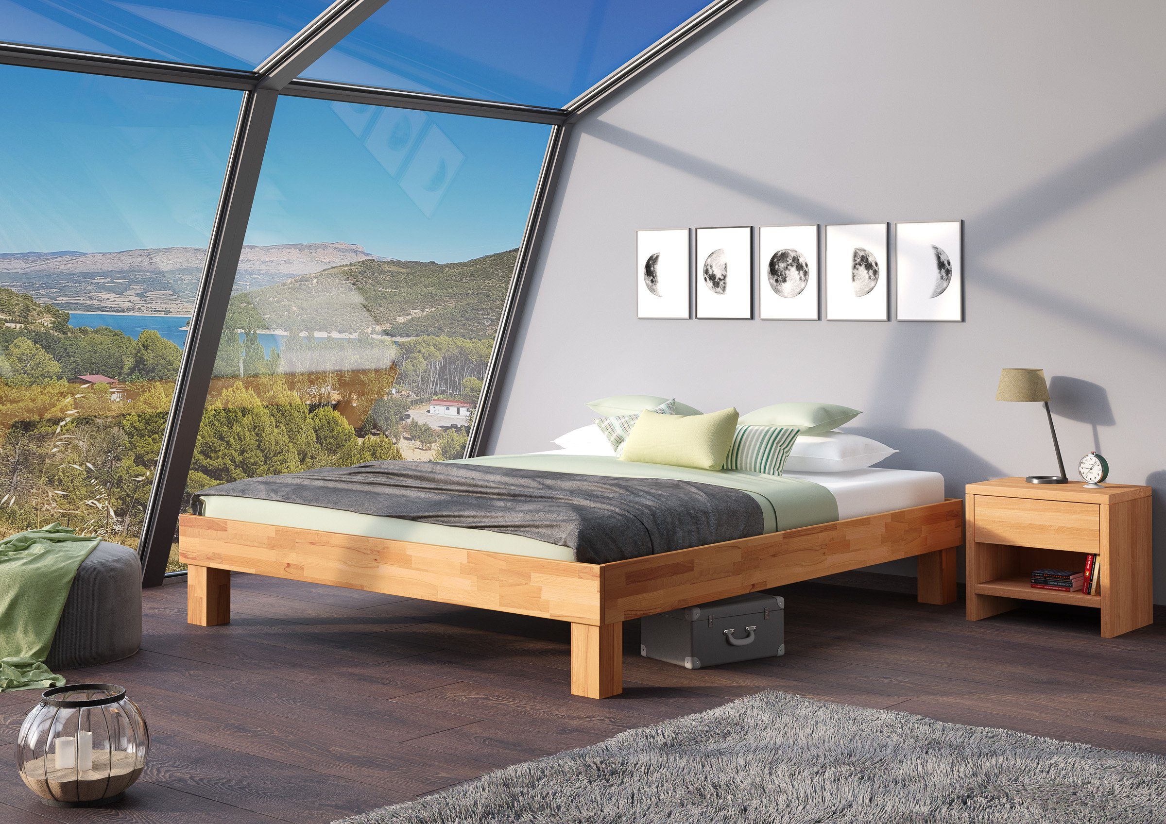 ERST-HOLZ Bett Doppelbett Massivholzbett Kingsize-Bett 180x200, Buche Buchegeölt