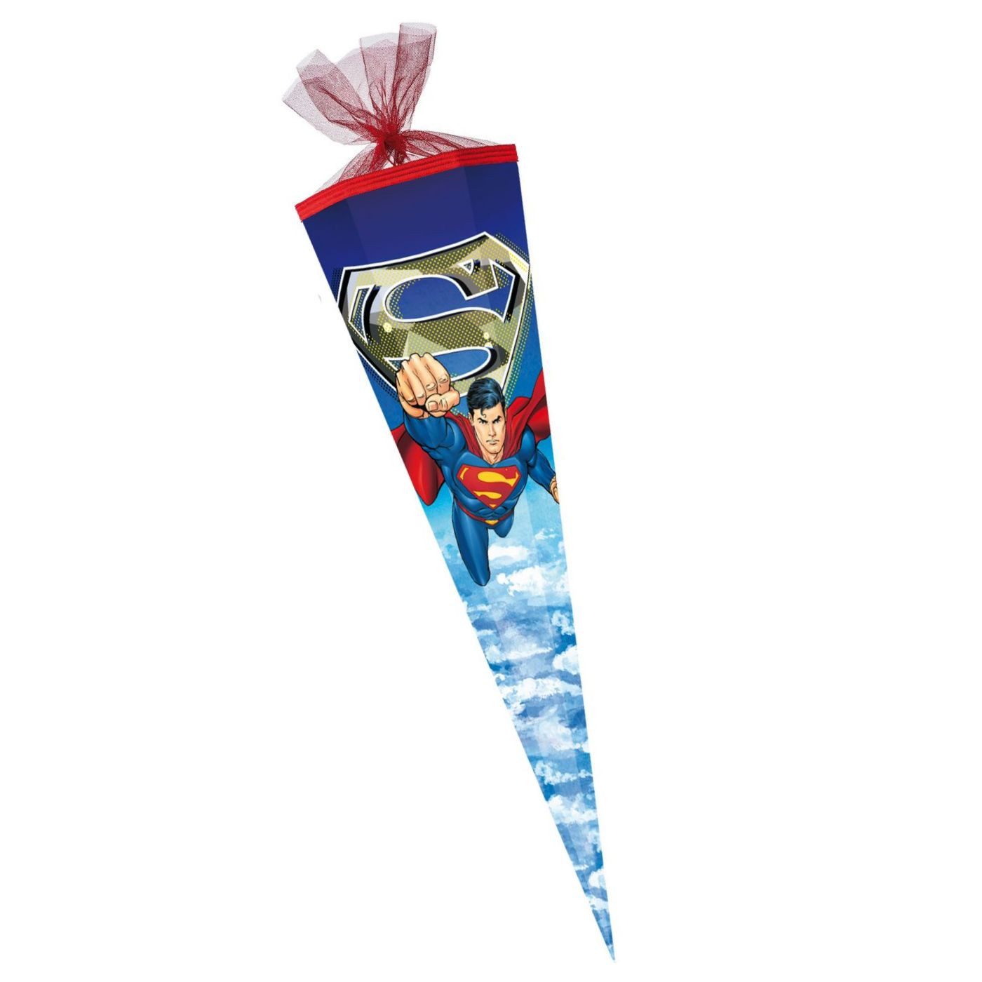 Schultüte Nestler Schultüte Superman 85 cm 6-eckig Tüll/Textilborte