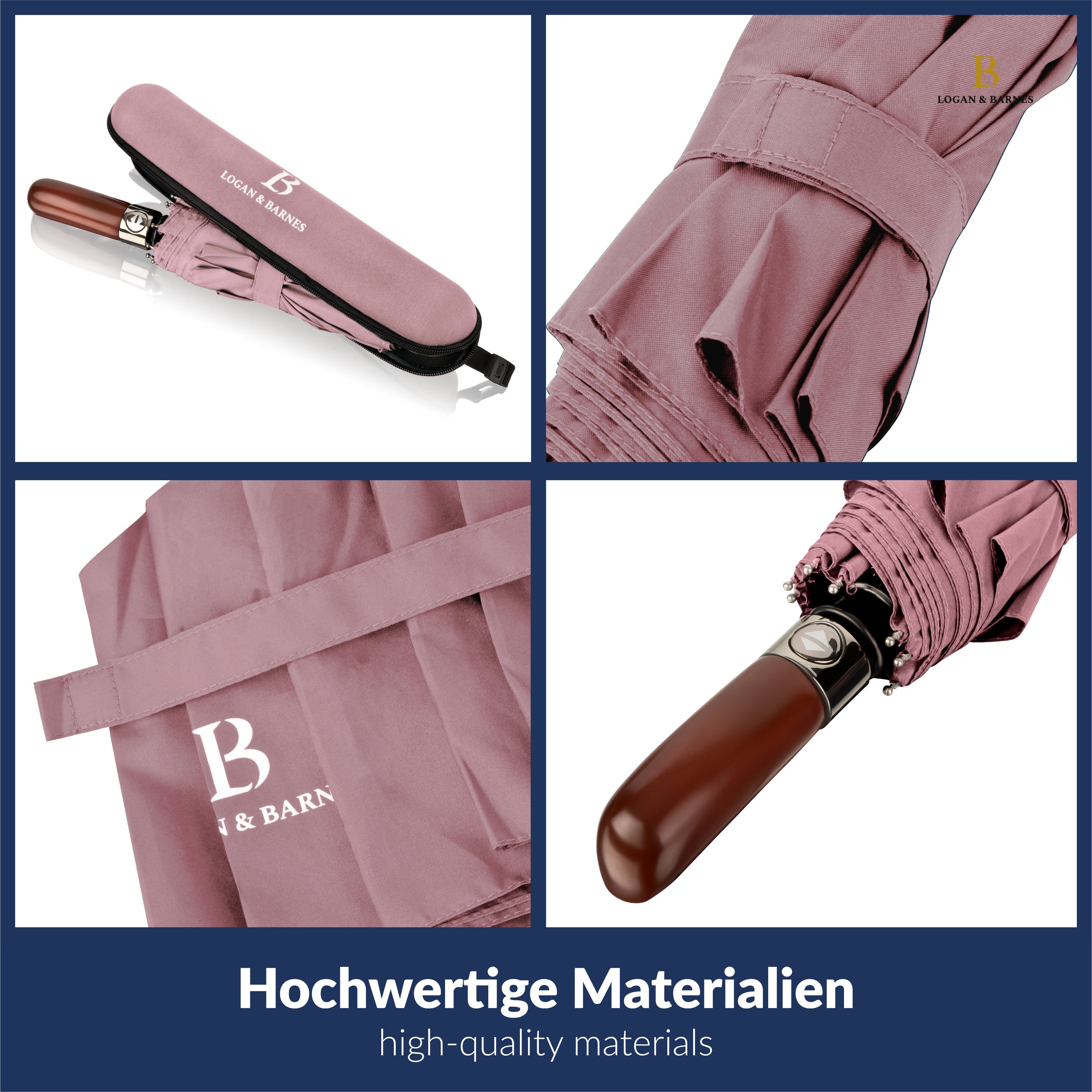 Logan & Barnes Taschenregenschirm Dublin, Sturmfest bis 140 km/h